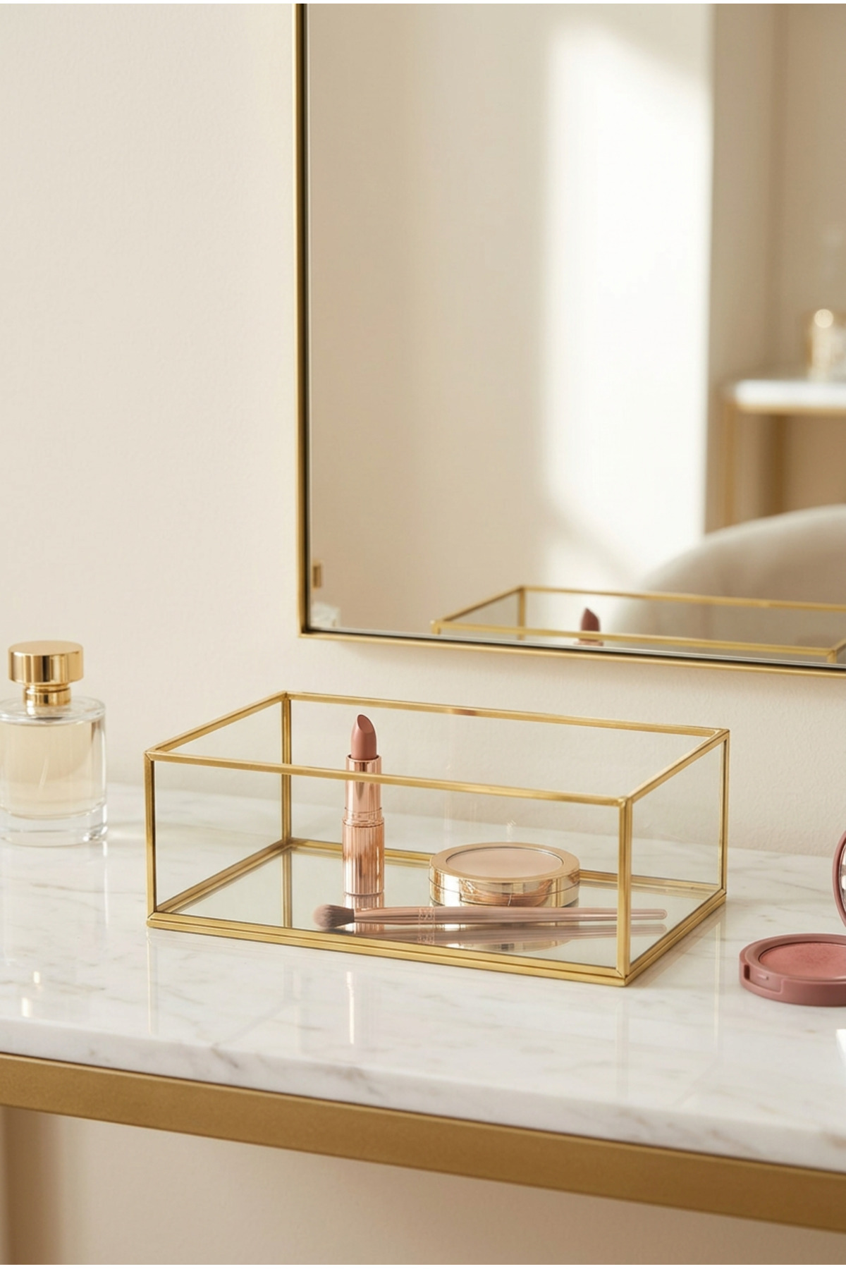Xl Glass Gold Jewelry Accessory Box