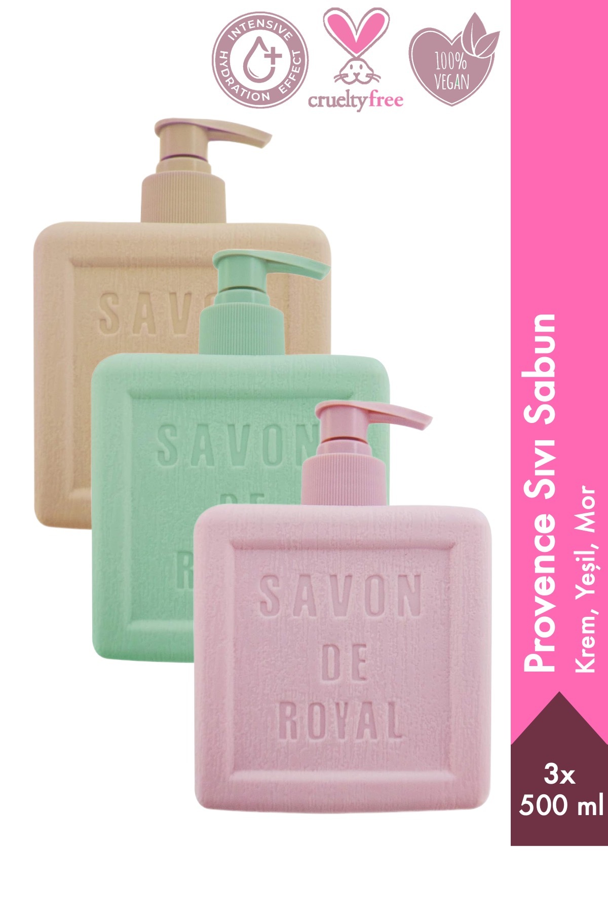 Savon de Royal Provence Luxury Sıvı Sabun Karma Paket 500 ml 3 Adet | Krem, Yeşil, Mor | Vegan, Nemlendirici - Fiyatı, Yorumları