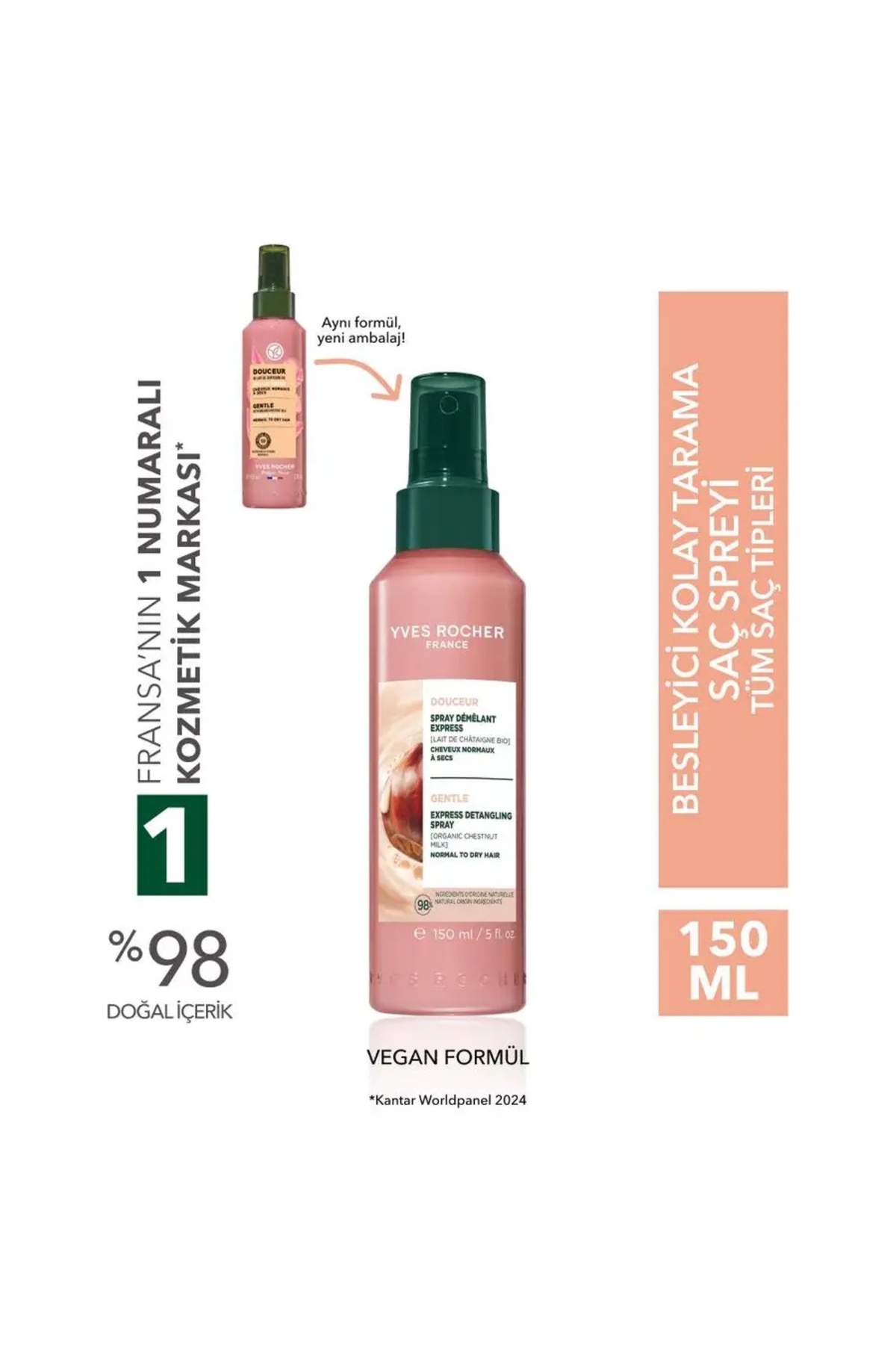 Yves Rocher Douceur Kolay Saç Tarama Spreyi Organik Kestane Sütü 150 ML - Carest Cosmetic — YVRKSTS150ML