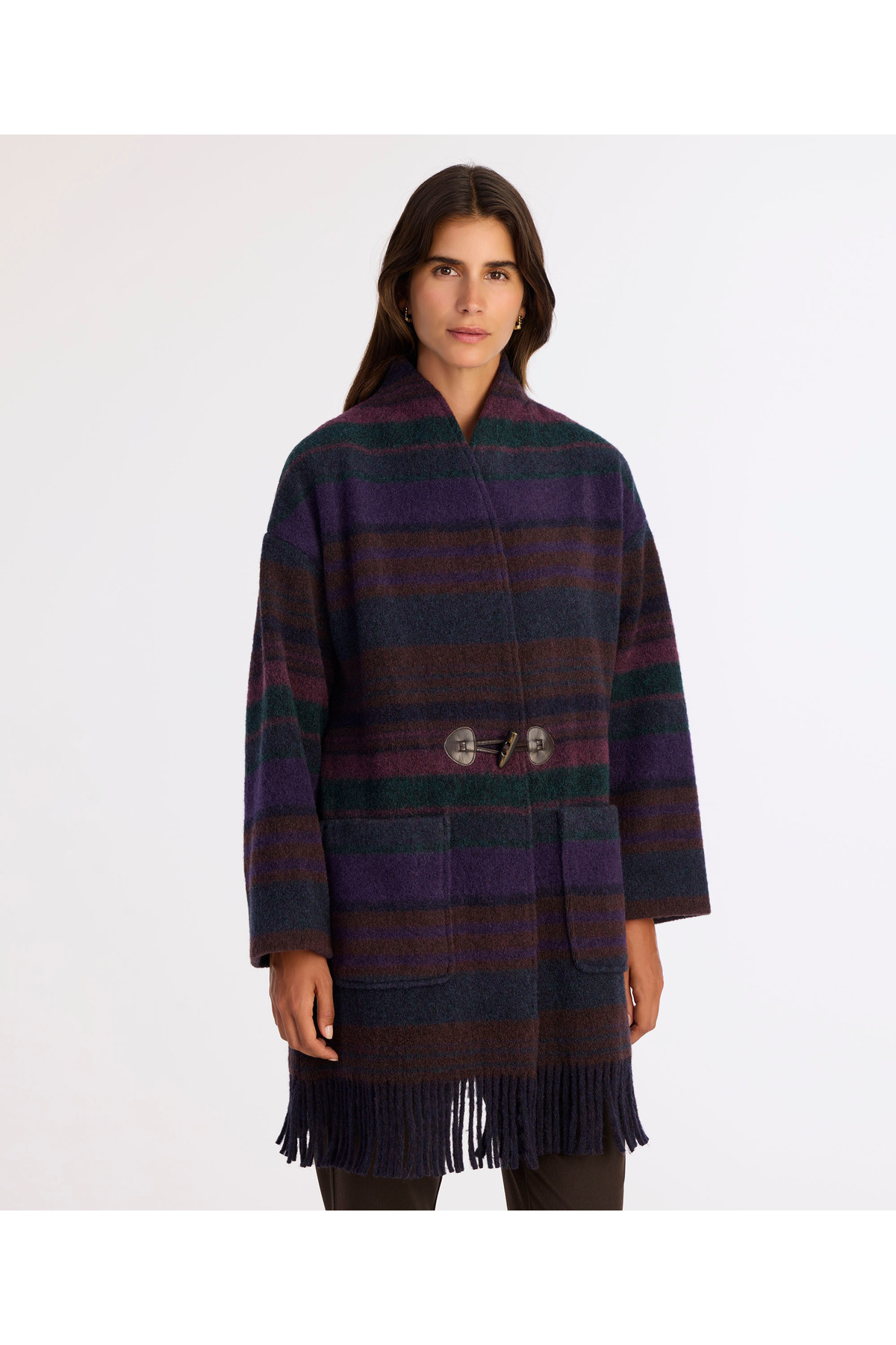 Yargıcı  Geniş Şal Yaka Uzun Kol Palto - Görsel 3