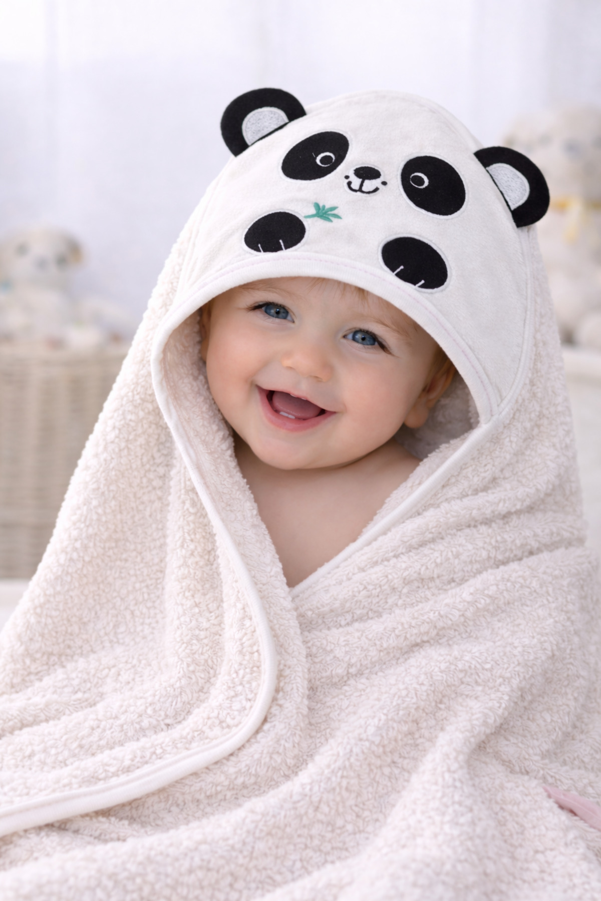 Tomuycuk %100 Pamuklu & Başlıklı Bebek Banyo Havlusu - Panda Nakışlı & Havlu- Yumuşak & Su Emici Hediyelik fotoğrafı 5 (önizleme)