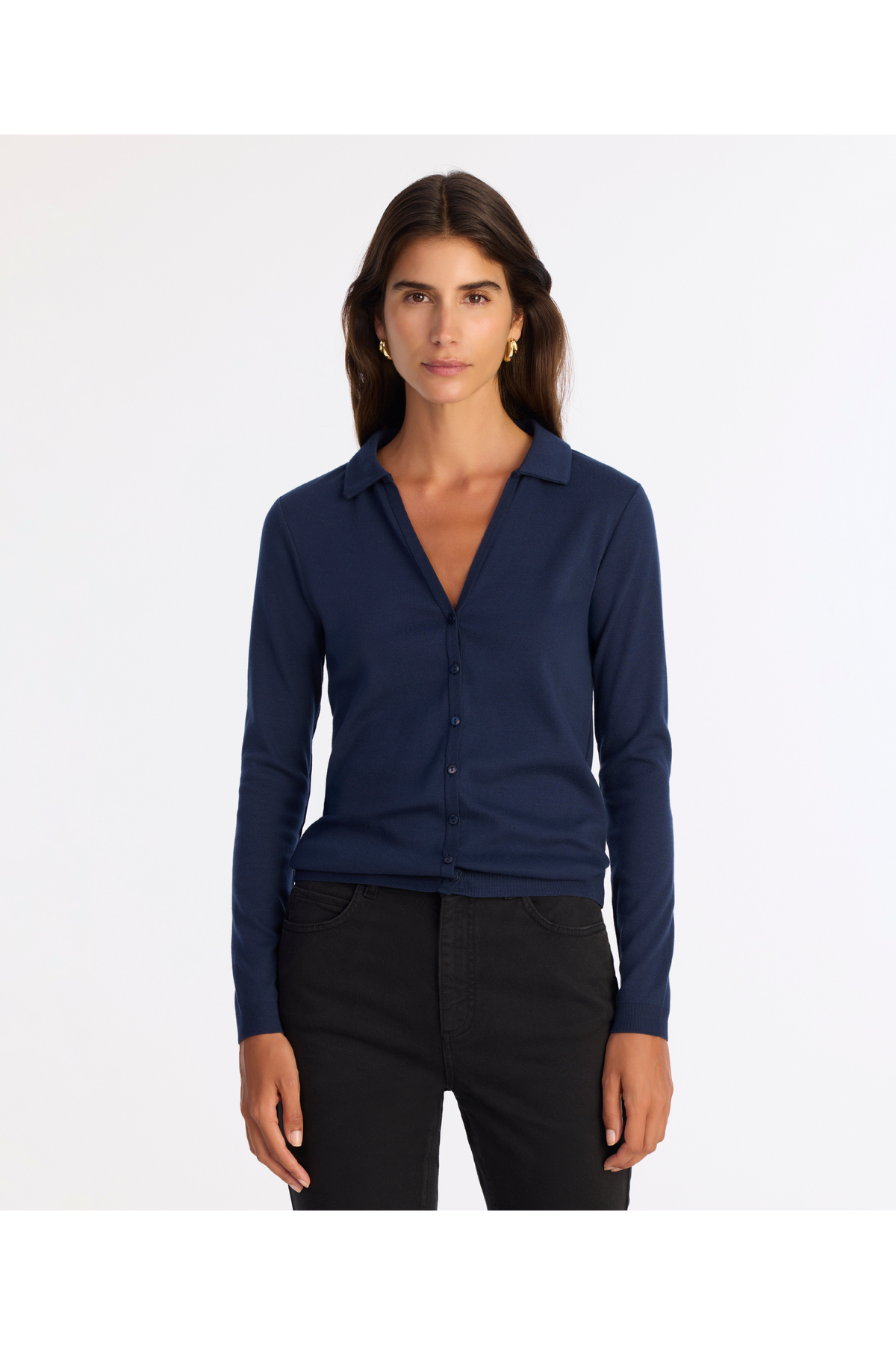 Yargıcı  Yaka Detaylı Uzun Kollu Hırka