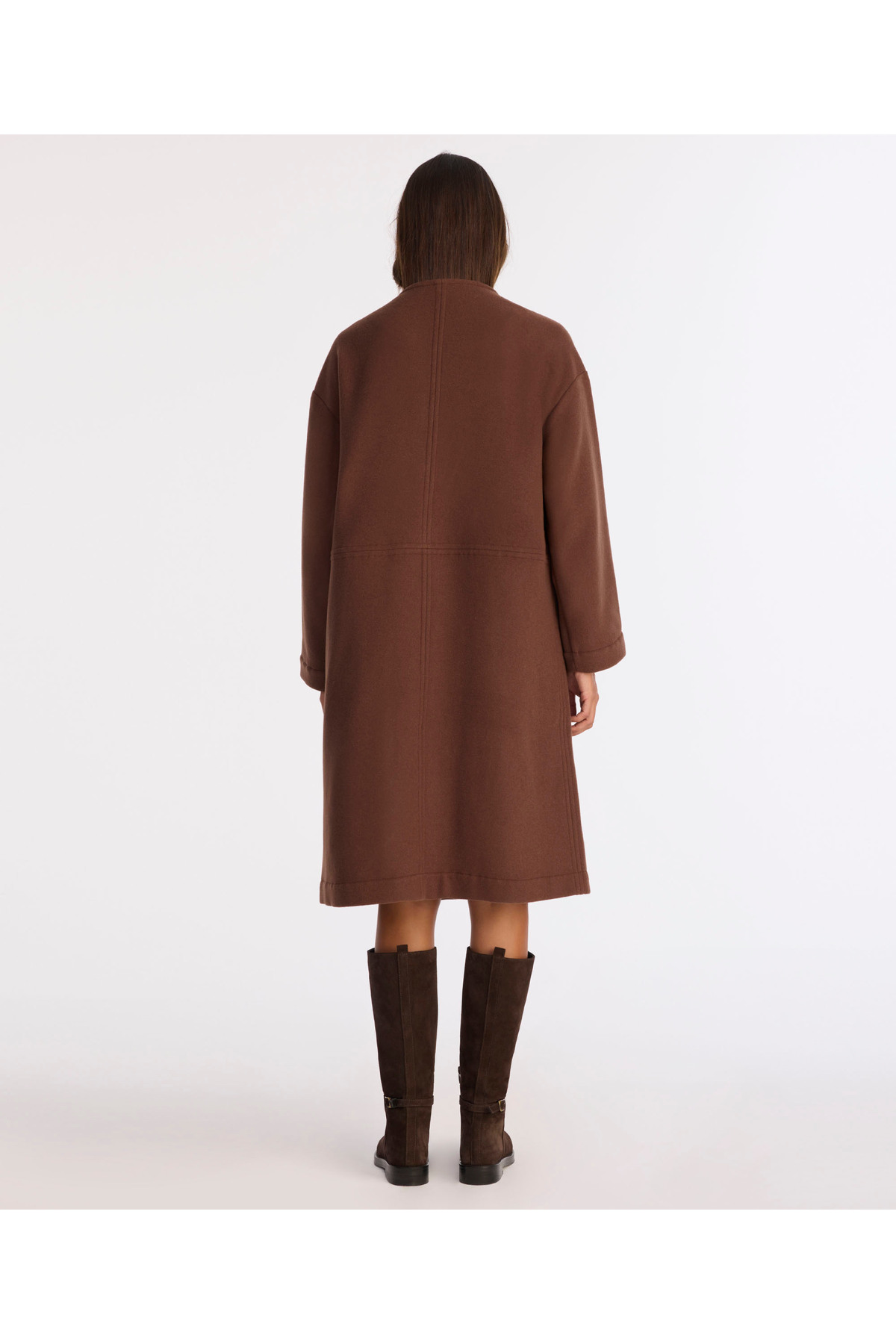 Yargıcı  Geniş Şal Yaka Uzun Kol Palto - Görsel 5
