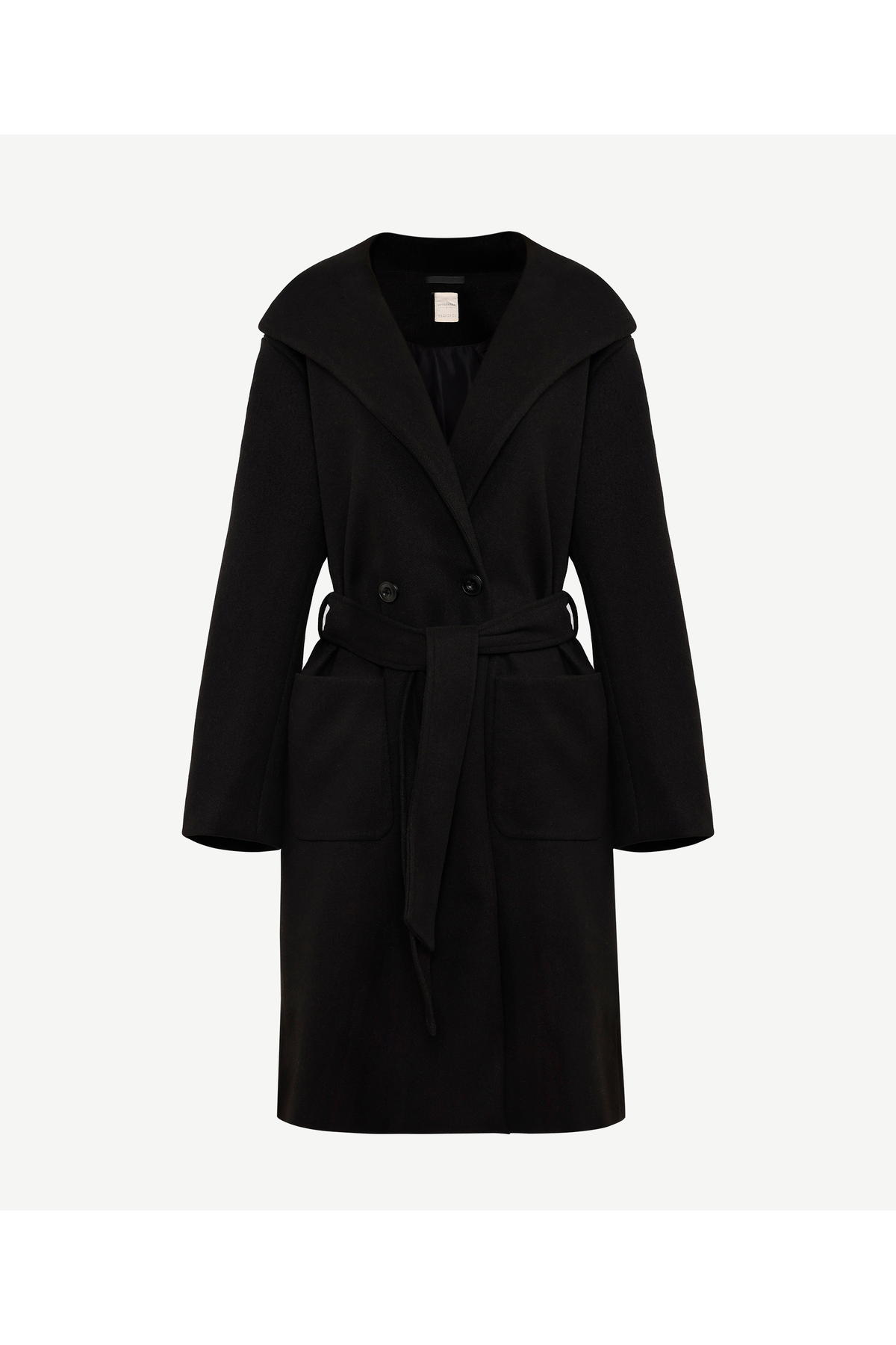 Yargıcı  Kapüşonlu Ve Kemerli Uzun Palto - Görsel 5