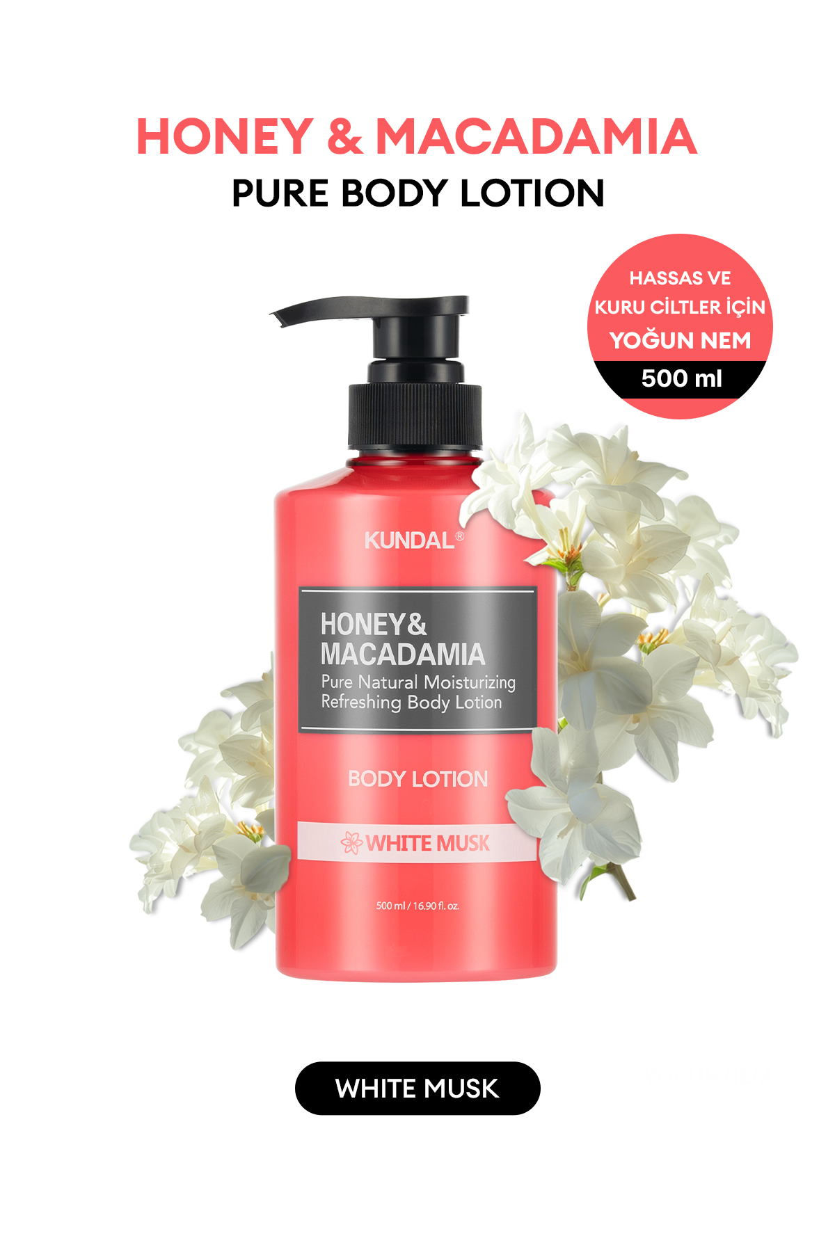 Kundal Nemlendirici ve Besleyici Vücut Losyonu Honey & Macadamia Pure Body Lotion 500ml (White Musk) — 7212