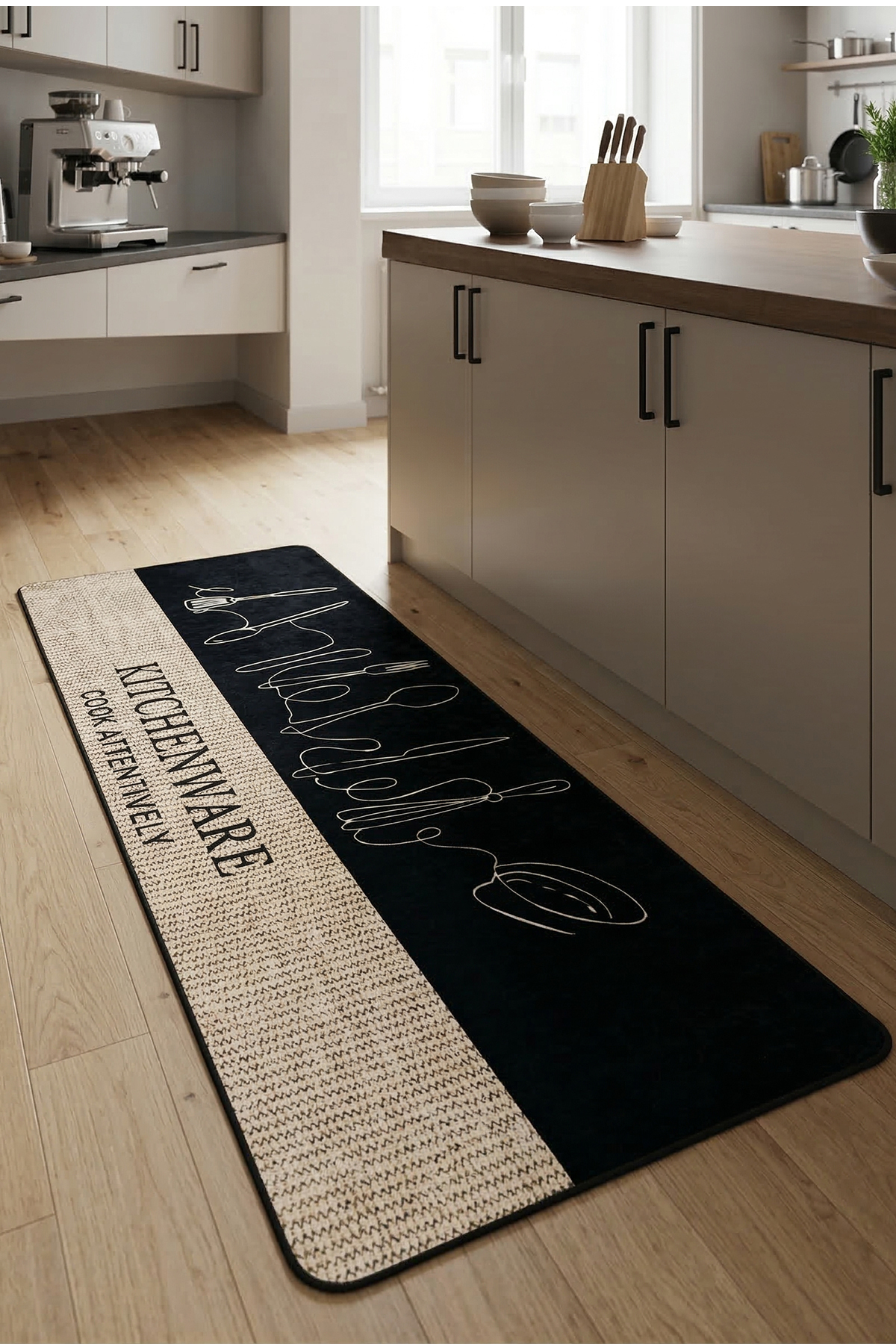Attentively Black Kitchen Rug Djth