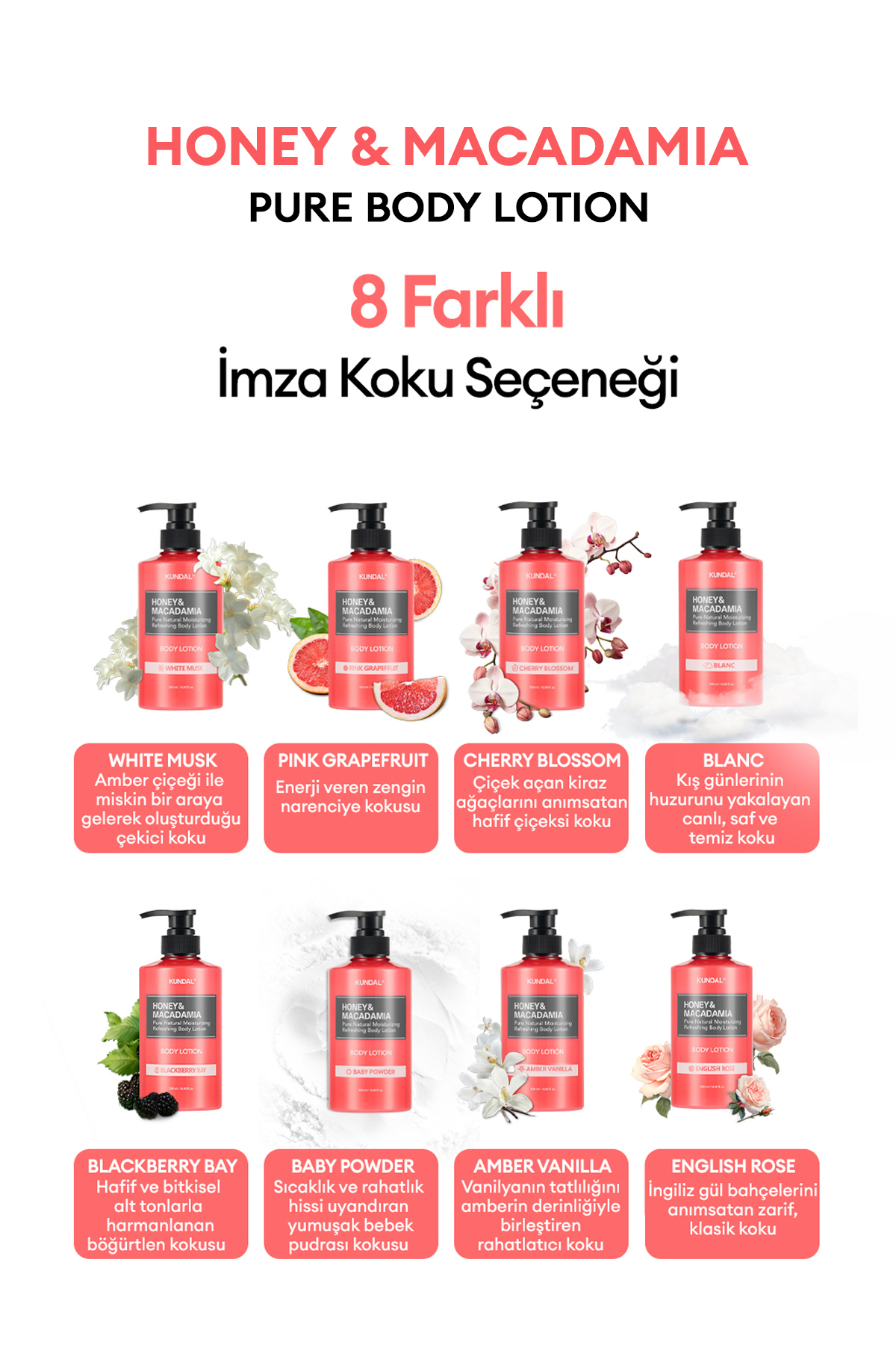 Nemlendirici ve Besleyici Vücut Losyonu KUNDAL Honey& Macadamia Pure Body Lotion 500ml (Baby Powder) — TYC92640911b44f204b873e5 — تصویر 9 از 9