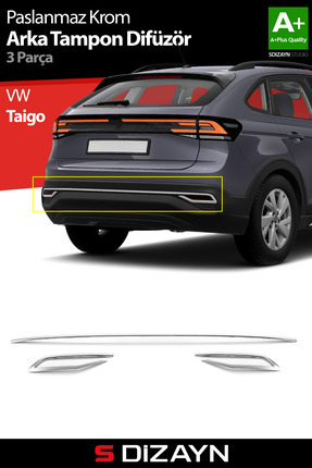 S Dizayn S-Dizayn VW Taigo Krom Arka Tampon Difüzör Çıtası 3 Prç. 2020 Üzeri ...