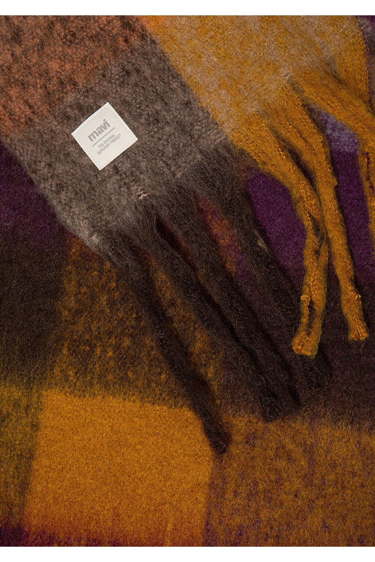 Mavi  Püsküllü Kareli Atkı 1913596-22928 - Görsel 3