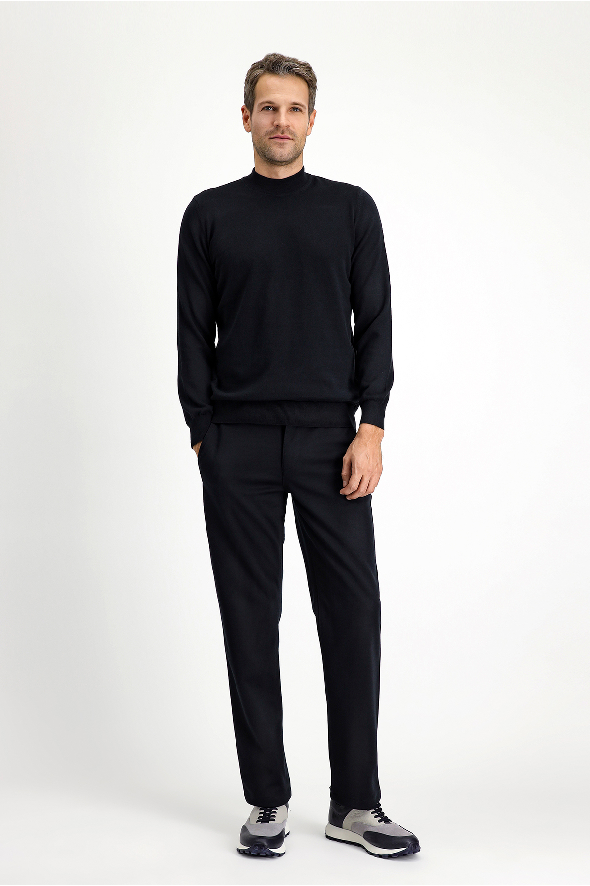 Kiğılı  Yarım Balıkçı Yaka Regular Fit Pamuklu Kaşmirli Triko Kazak - Görsel 3