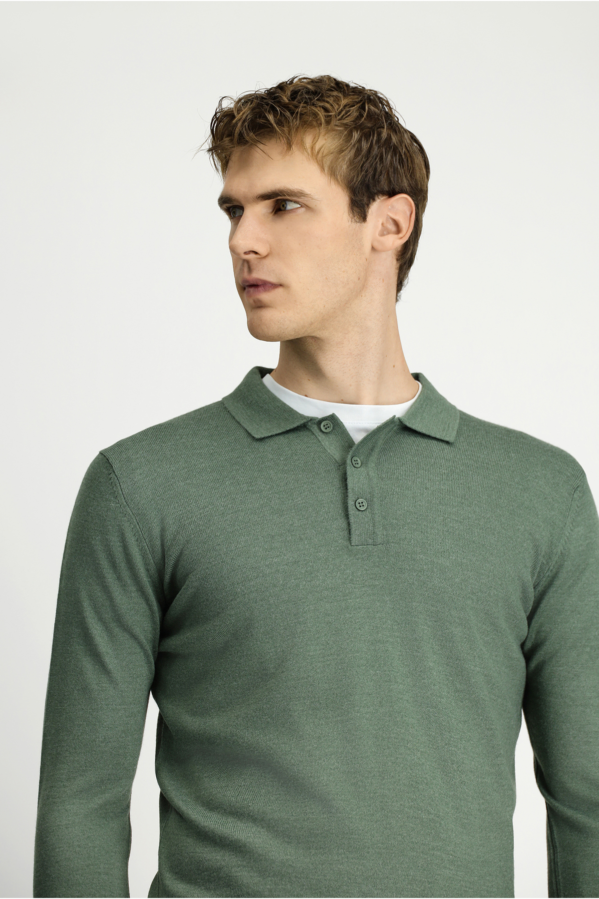 Kiğılı  Polo Yaka Düğmeli Regular Fit Sıcak Tutan Yünlü Triko Kazak - Görsel 3