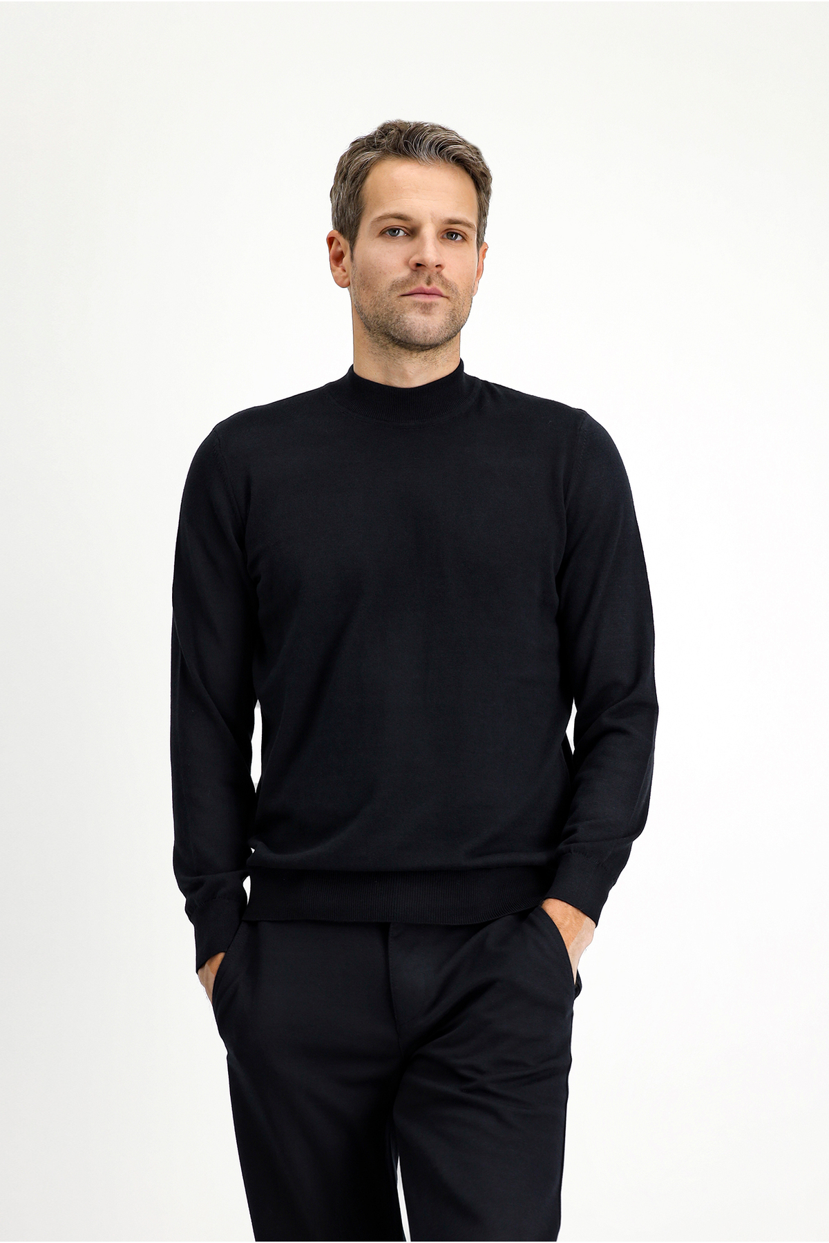 Kiğılı  Yarım Balıkçı Yaka Regular Fit Pamuklu Kaşmirli Triko Kazak - Görsel 4