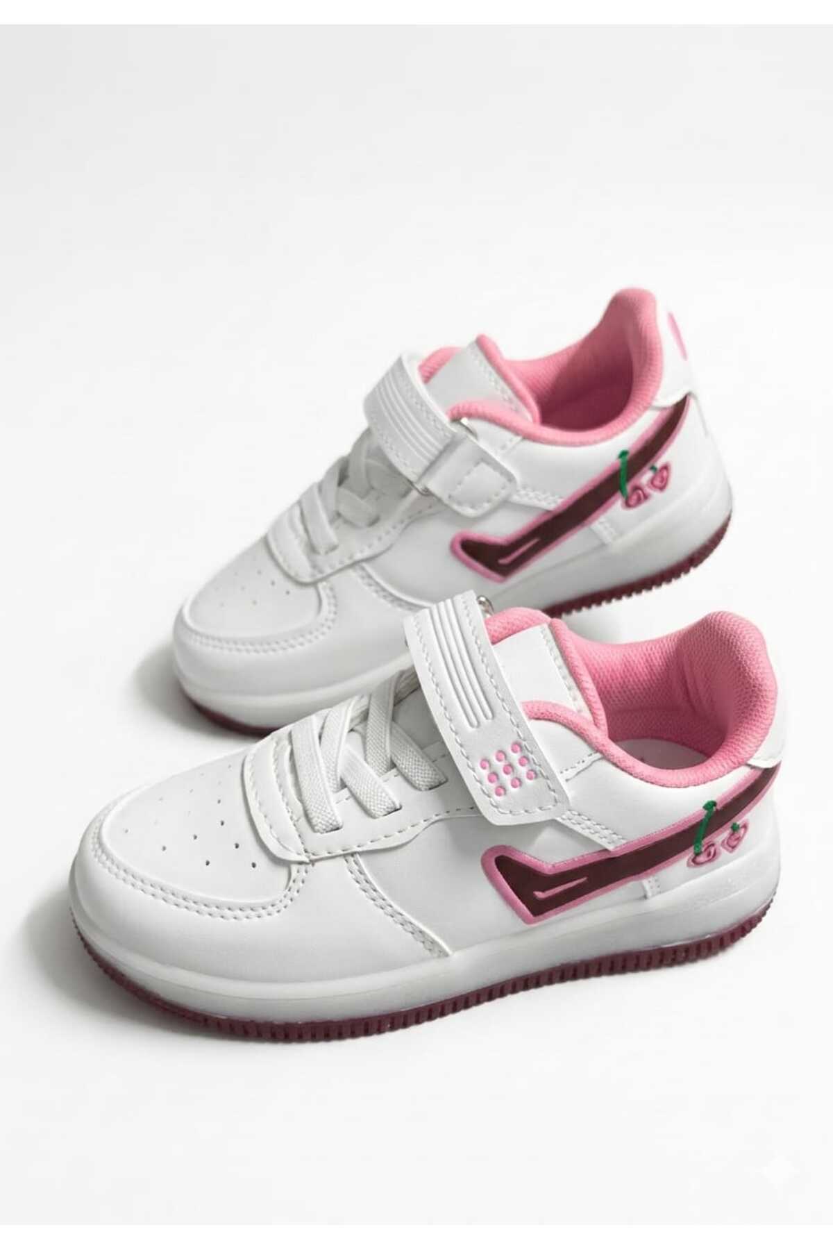 McDark Beyaz Bordo Kadın Sneaker Kirazlı Model Ayakkabı fotoğrafı 3 (önizleme)