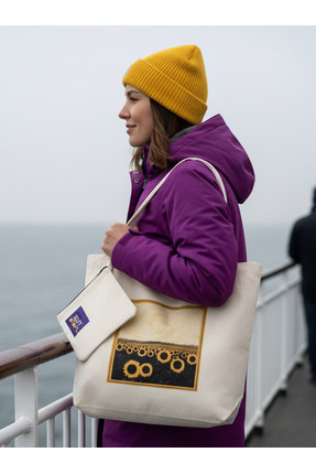 Yes But Ai Art %100 Ham Gabardin Kumaş Çanta I Sunflower I 35x45cm Dikey Cüzd...