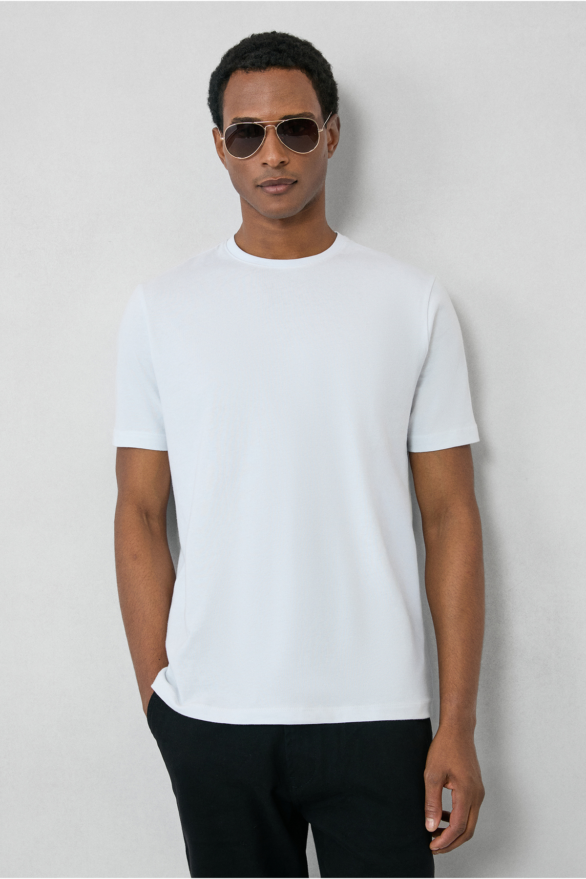 Kiğılı  Bisiklet Yaka Slim Fit %100 Pamuk Tişört - Görsel 3