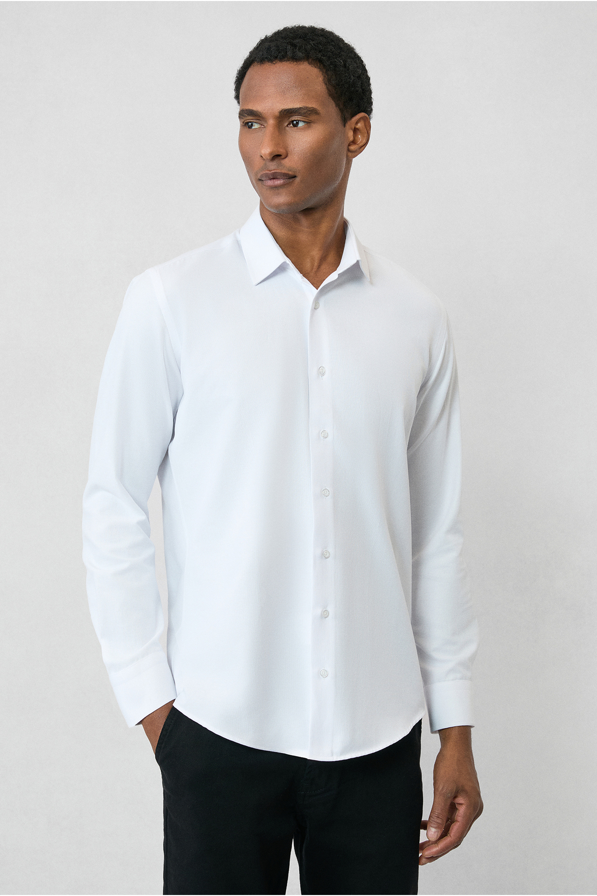 Long Sleeve Slim Fit Classic Neck Cotton Easy Iron Oxford 4 Season Shirt
