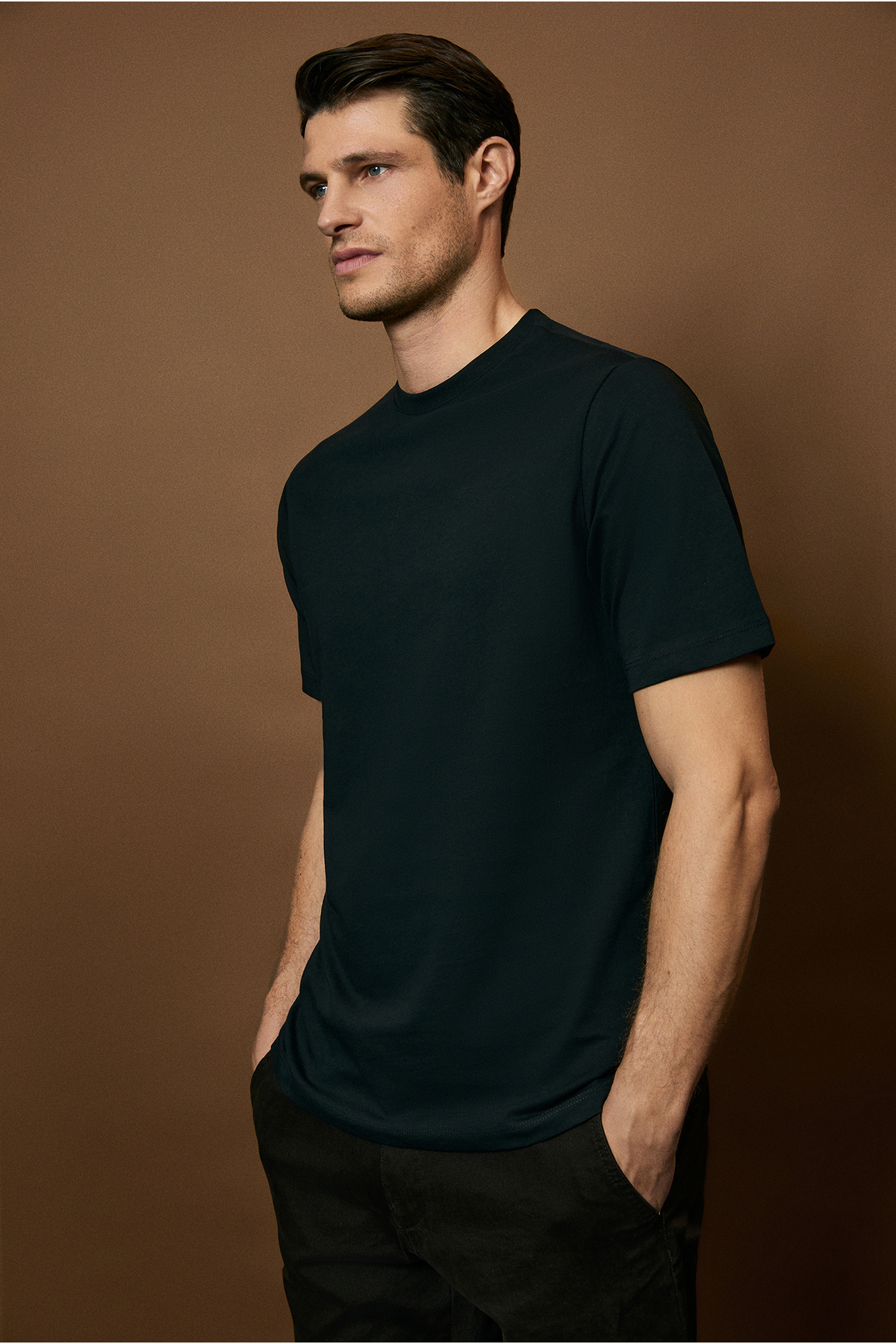 Kiğılı  Bisiklet Yaka Regular Fit %100 Pamuk Tişört - Görsel 2