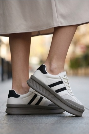 Lufian Chrıstına Kadın Sneakers Rahat Kalın Taban Spor Ayakkabı Beyaz BEJ