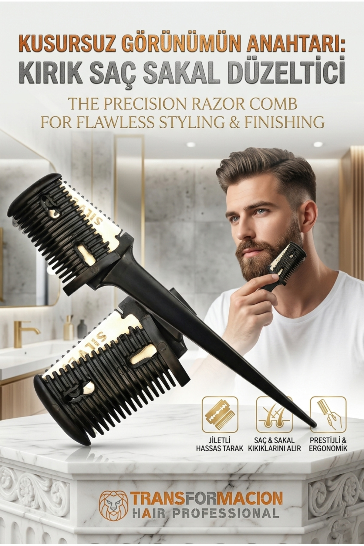 Transformacion Jiletli Kırık Saç Sakal Düzletme Inceltme Tarağı - Fiyatı, Yorumları