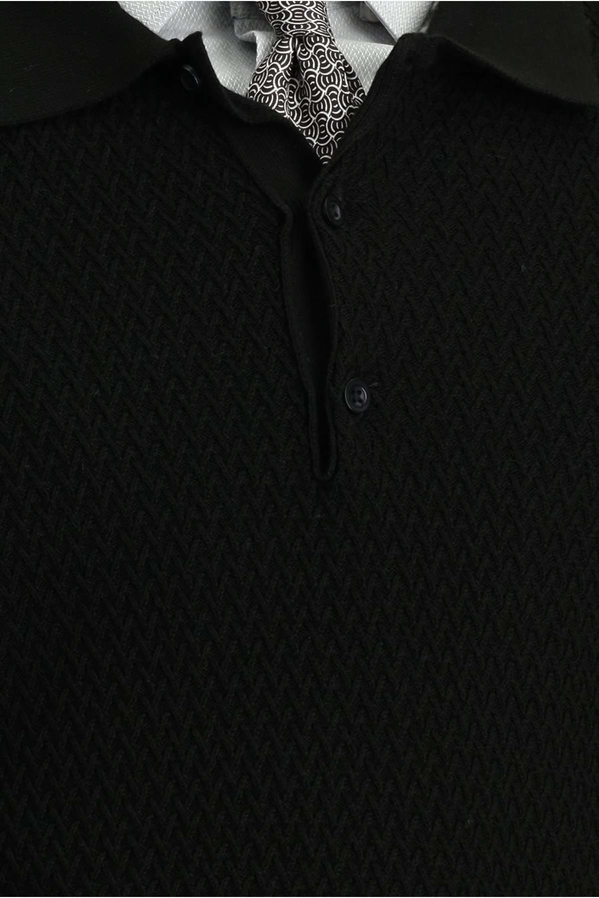 Kiğılı  Polo Yaka Regular Fit Desenli Pamuklu Triko Kazak - Görsel 7