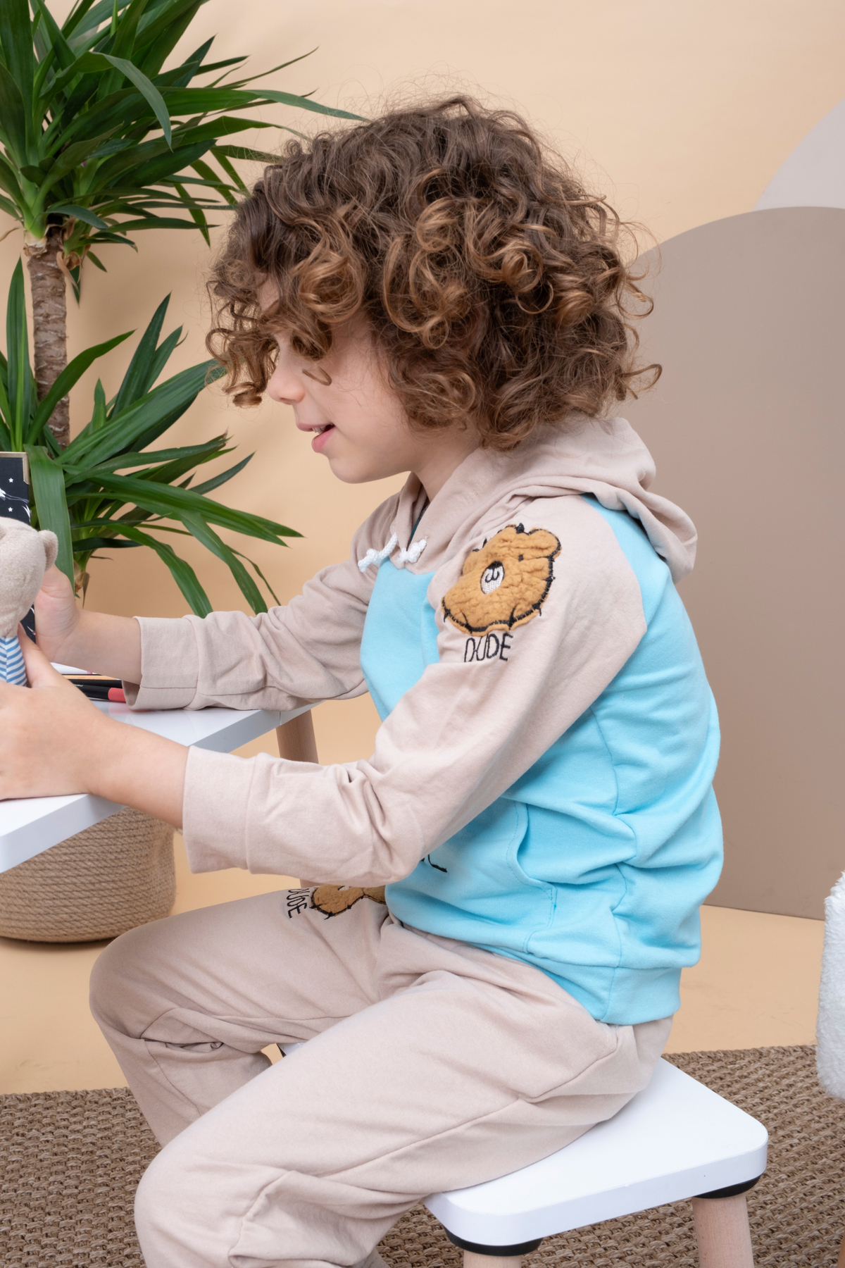 Bubito Dude Desenli Kapşonlu Bebek Alt Üst Takım fotoğrafı 2 (önizleme)