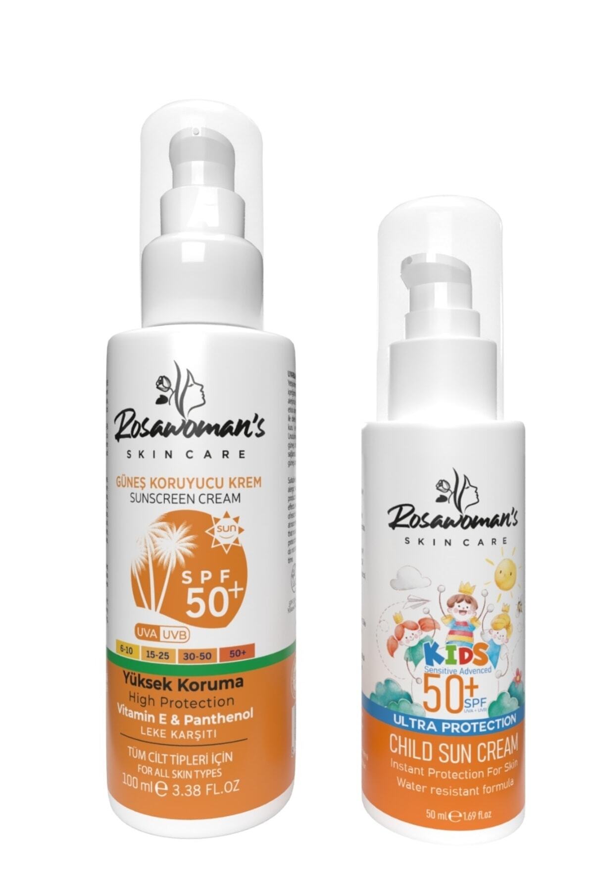 Rosawomans Güneş Kremi 100 ml Çocuk Güneş Kremi 50 ml +50spf 2'li Aile Boyu Set fotoğrafı 4 (önizleme)