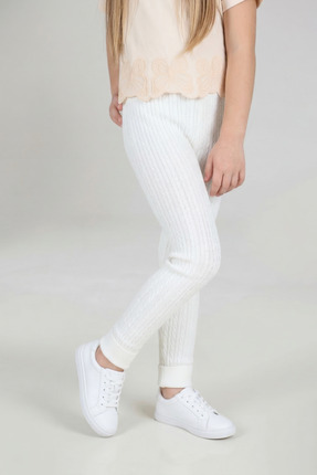 KUEZA KIDS Kız Çocuk Yumuşak Dokulu Saç Örgülü Tayt 20KUSTYT028