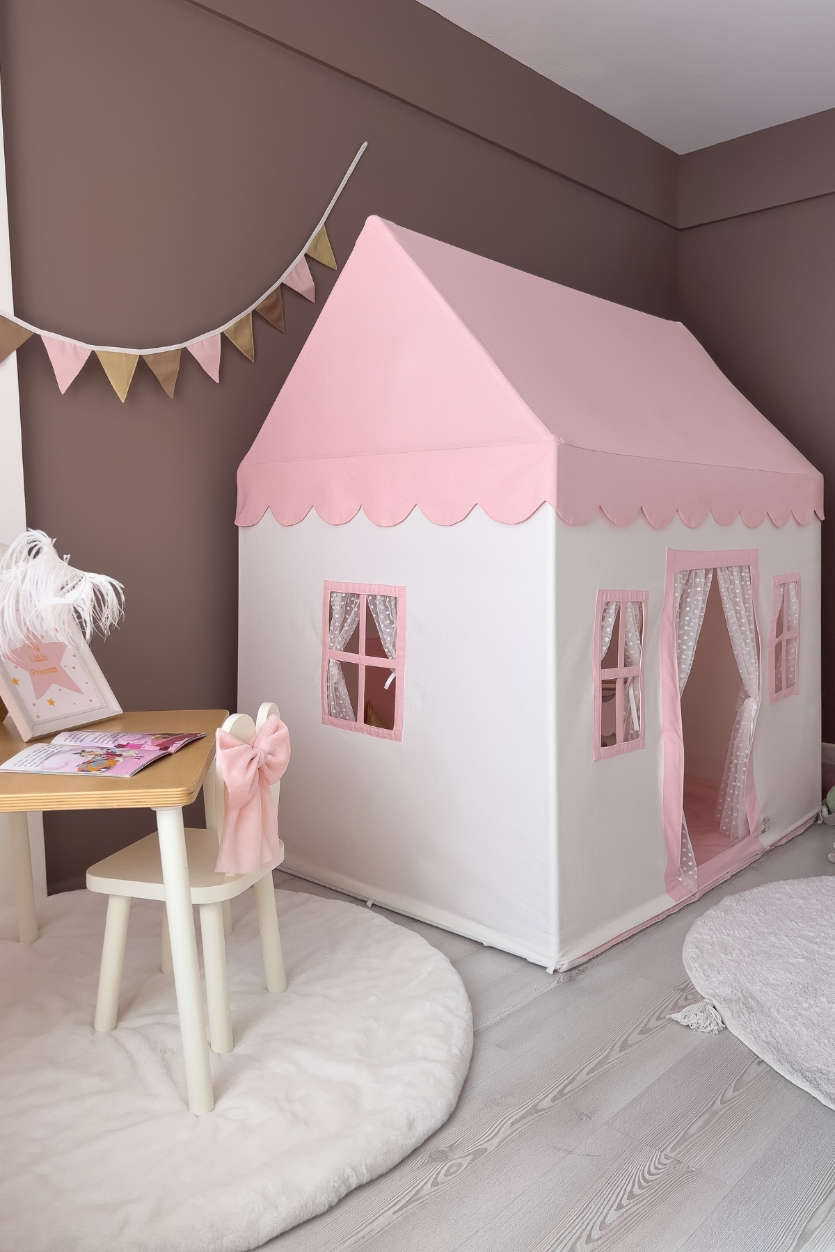 PAMUKA Oyun Evi Large Pembe Beyaz fotoğrafı 6 (önizleme)