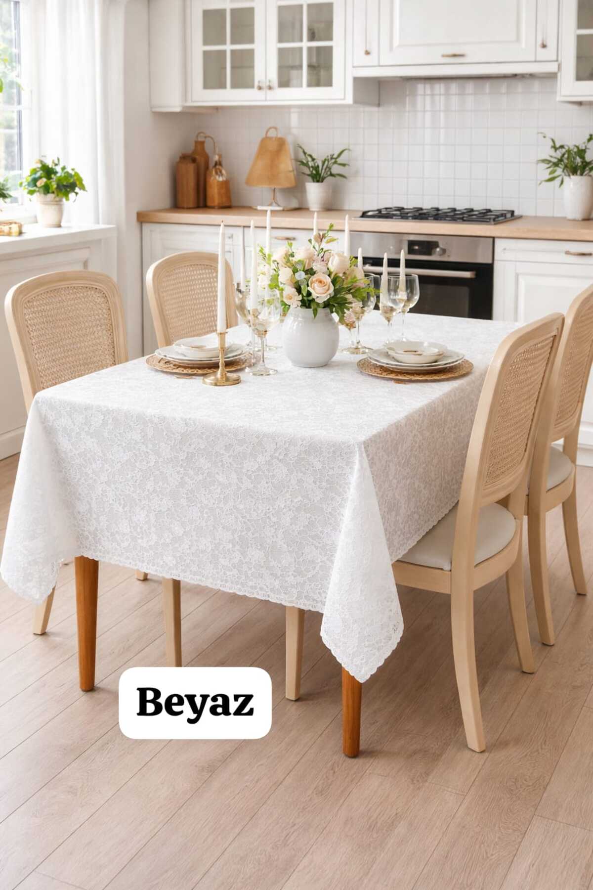 Lace Look Pvc Tarp WHITE Color Tablecloth 120X150 and 140X180