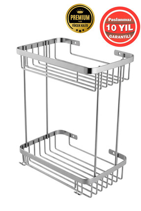 BanyomHome Krom Paslanmaz Çelik SUS304 Kalite Taci 2'Lİ Şampuanlık Banyo Rafı