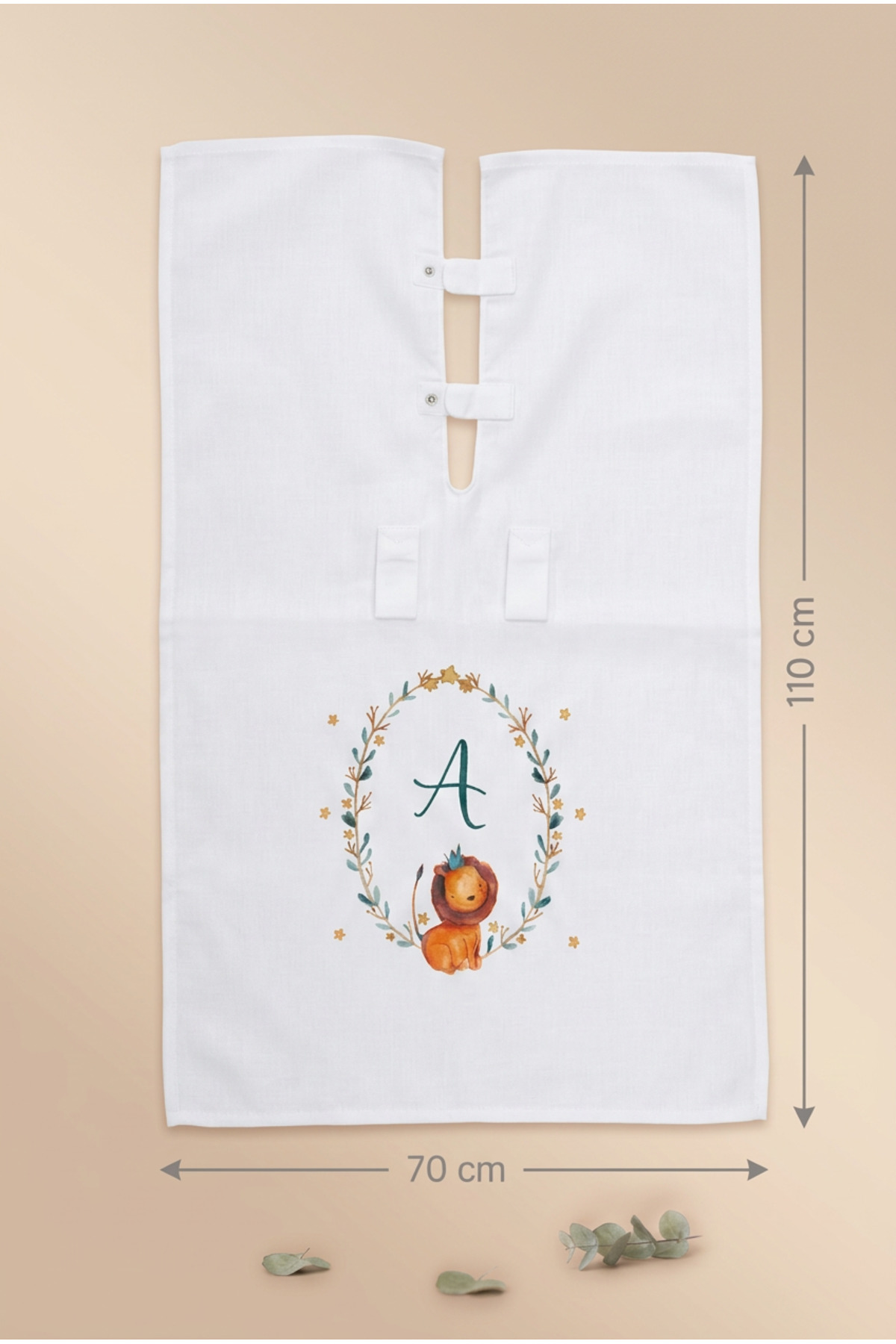 bebeqon Müslin Bebek Puset Örtüsü A Harfli Aslan Figürlü Beyaz 70x110 cm fotoğrafı 6 (önizleme)