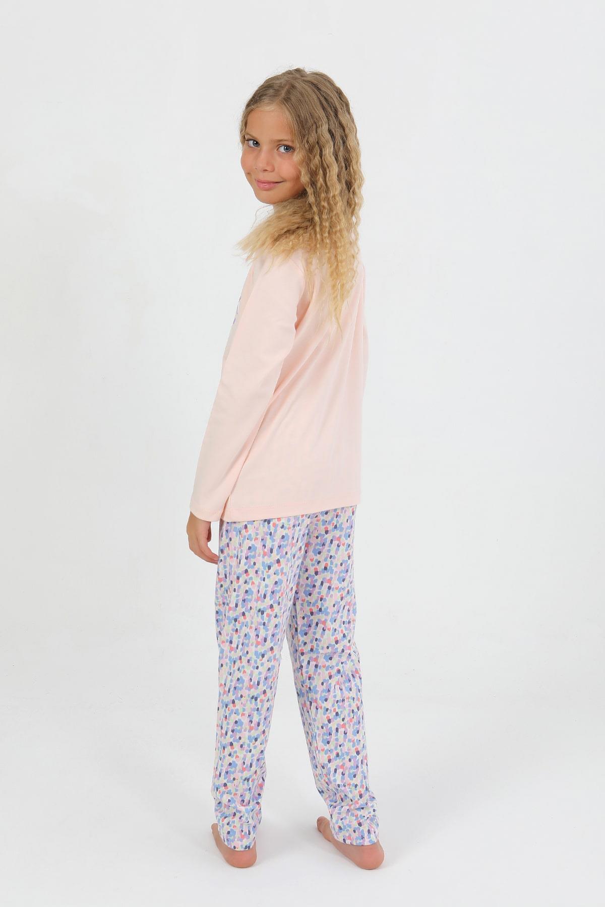 vitmo Kız Çocuk Uzun Kollu %100 Pamuk Pijama Takımı Look Cute fotoğrafı 4 (önizleme)