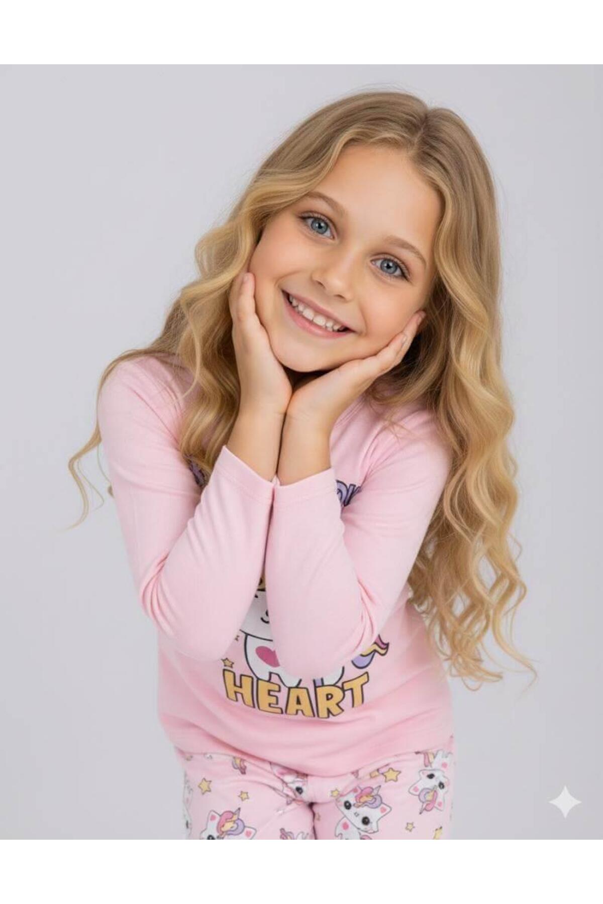 vitmo Kız Çocuk Uzun Kollu %100 Pamuklu Pijama Takımı Unicat fotoğrafı 4 (önizleme)