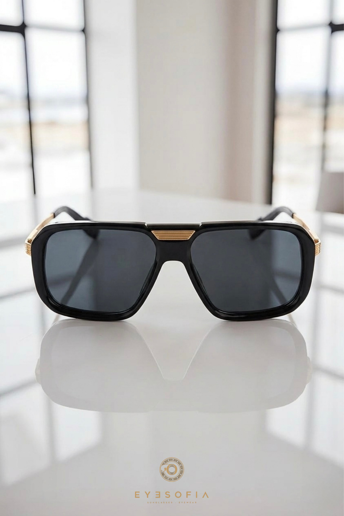 Eyesofia  Esfa Güneş Gözlüğü Unısex Uv400 Filtreli Gümüş Siyah - Görsel 3