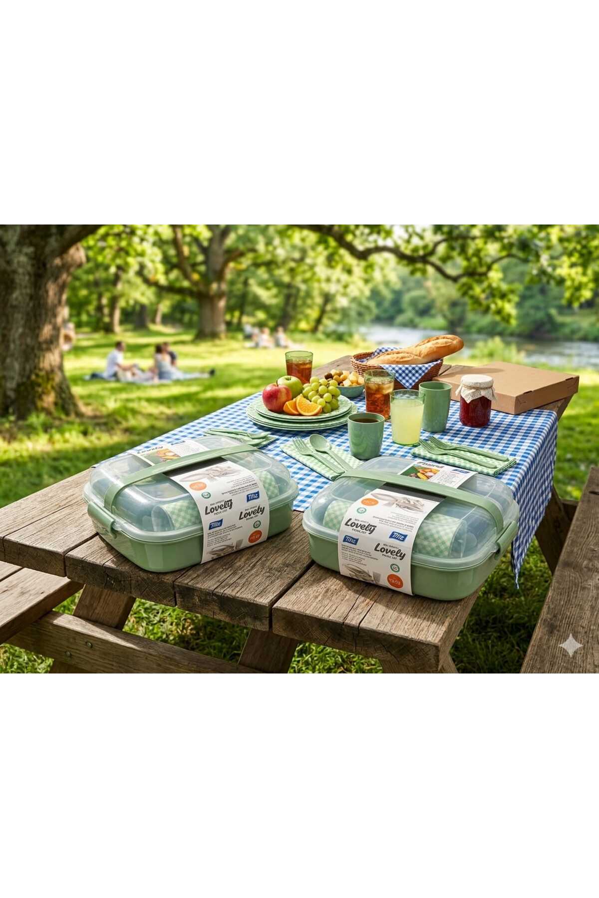 Kumsal Mutfak Titiz Lovely Piknik Seti 6 Kişilik 32 Parça YEŞİL