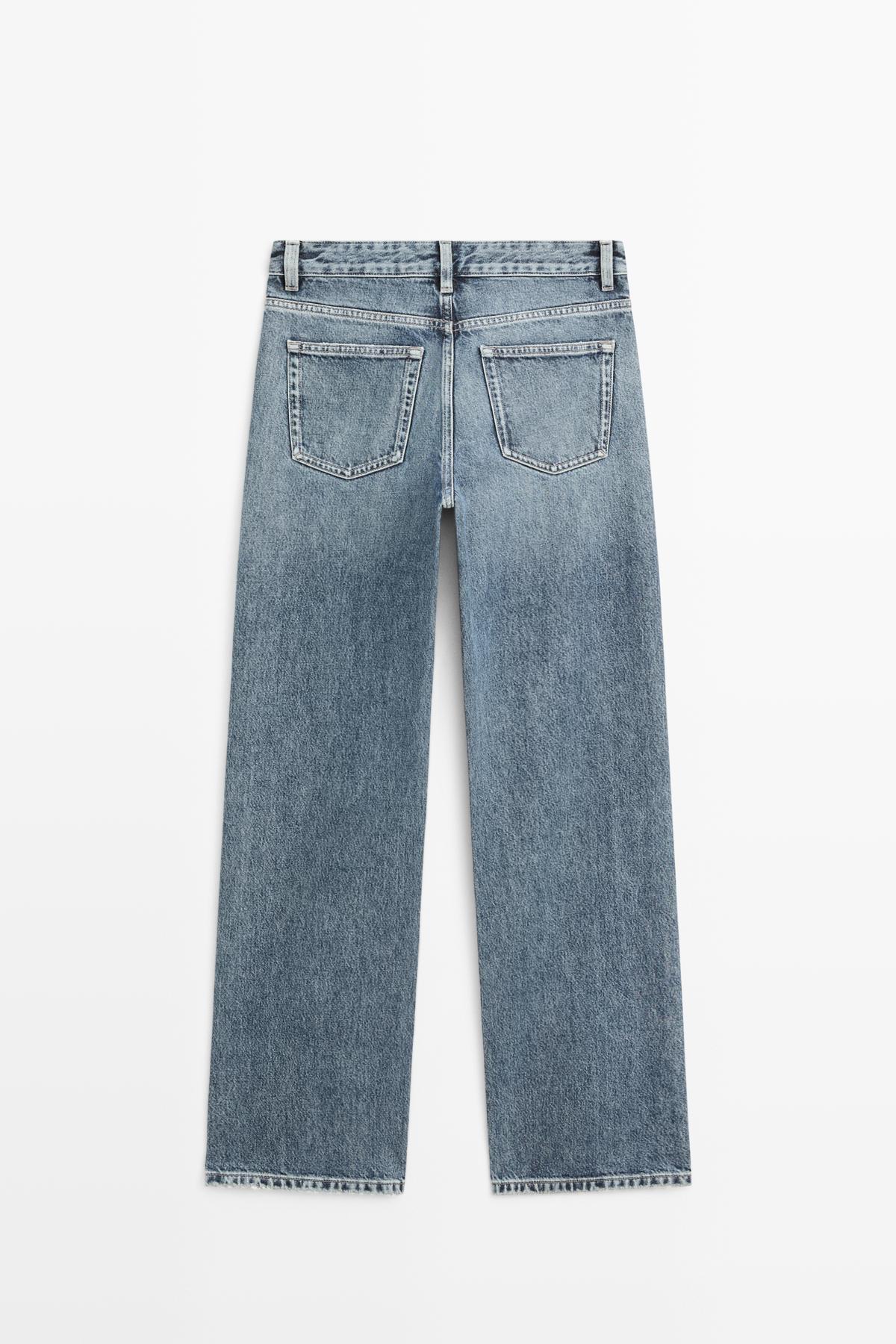 Massimo Dutti  Orta bel geniş paça jean - Görsel 8