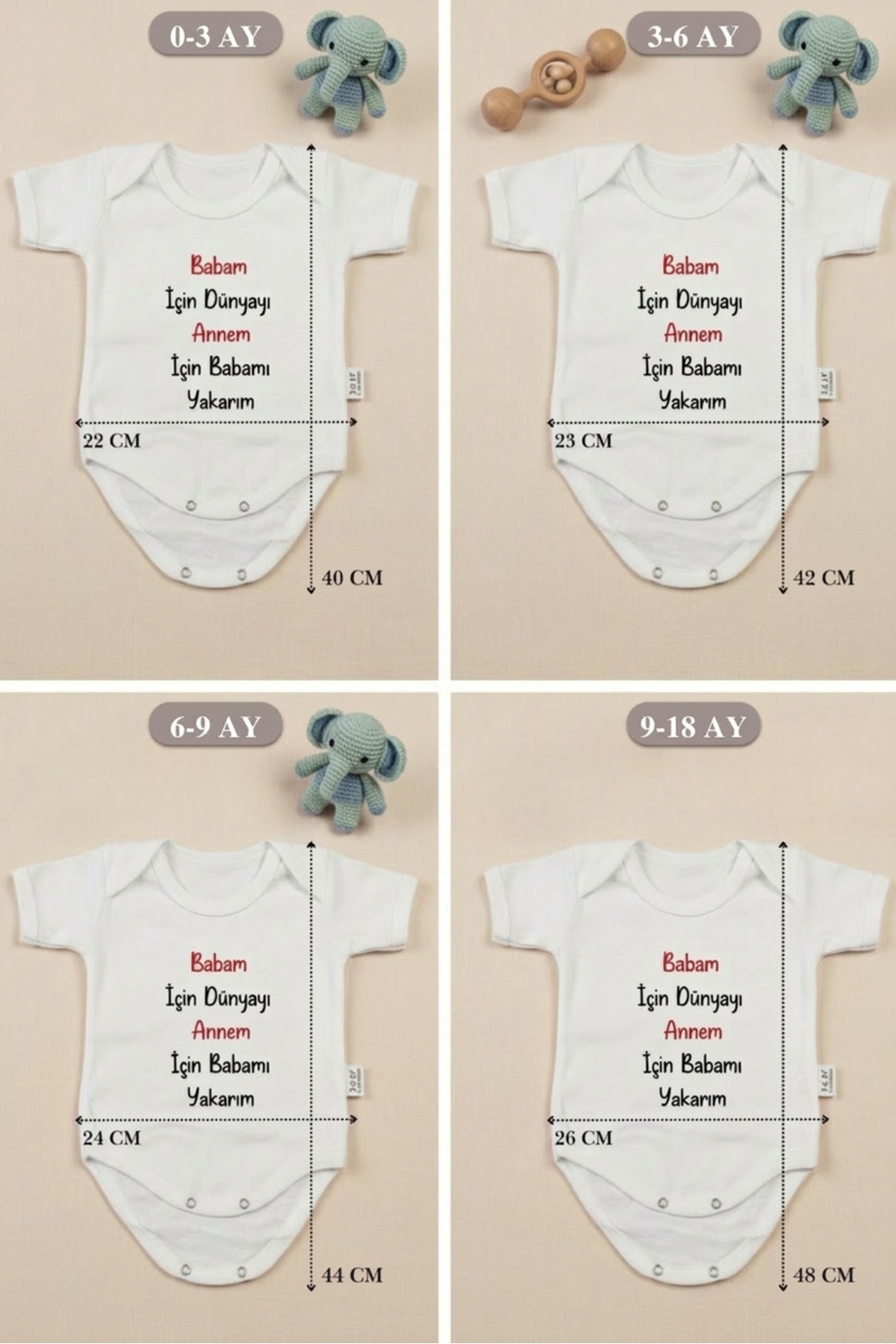 bebeqon ''Babam İçin Dünyayı Annem Için Babamı Yakarım'' Yazılı Yazılı Bebek Zıbını Beyaz Body fotoğrafı 7 (önizleme)