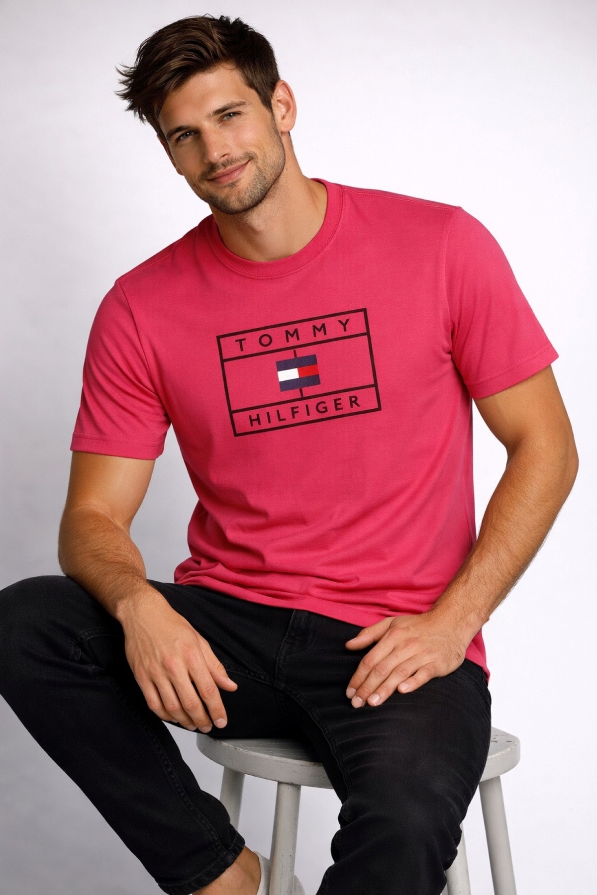 1_org_zoom تیشرت Tommy Hilfiger تامی هیلفیگر نخ پنبه مردانه لوگوی تونال برش منظم اورجینال - تصویر 1