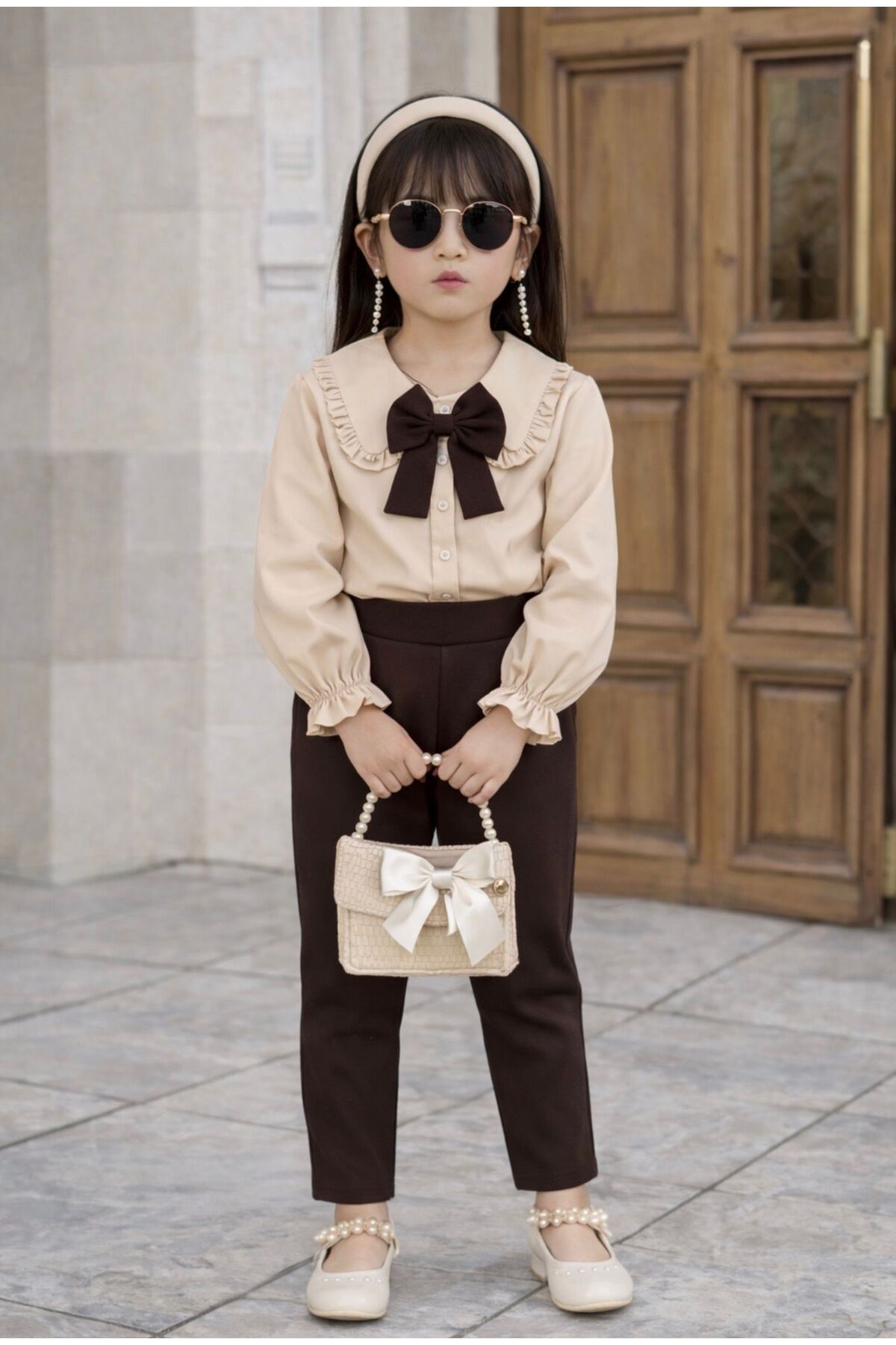 KOKOŞ BEBEK Kız Çocuk Klasik Şık Askılı Pantolon Gömlek Takımı – 2/10 Yaş – 31637 (KIZ) fotoğrafı 5 (önizleme)