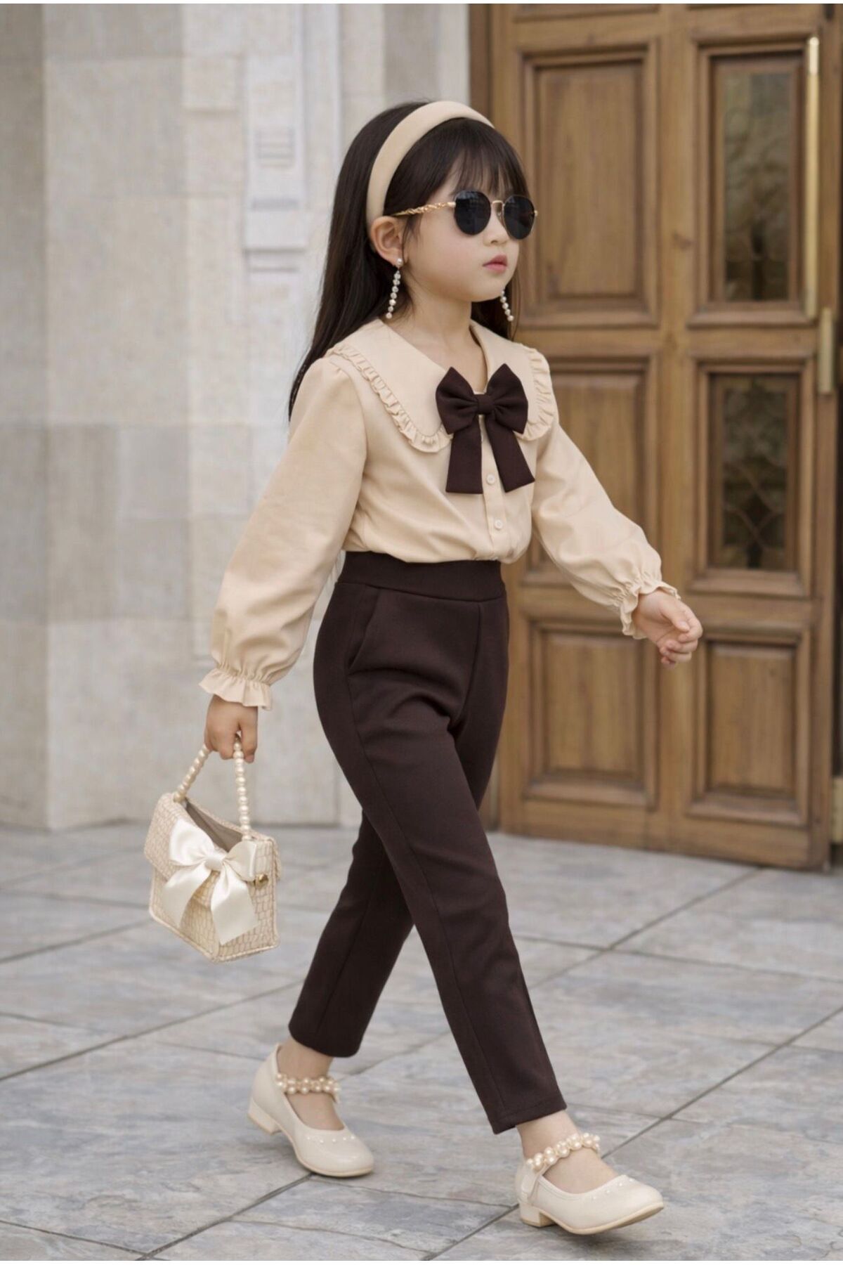 KOKOŞ BEBEK Kız Çocuk Klasik Şık Askılı Pantolon Gömlek Takımı – 2/10 Yaş – 31637 (KIZ) fotoğrafı 4 (önizleme)