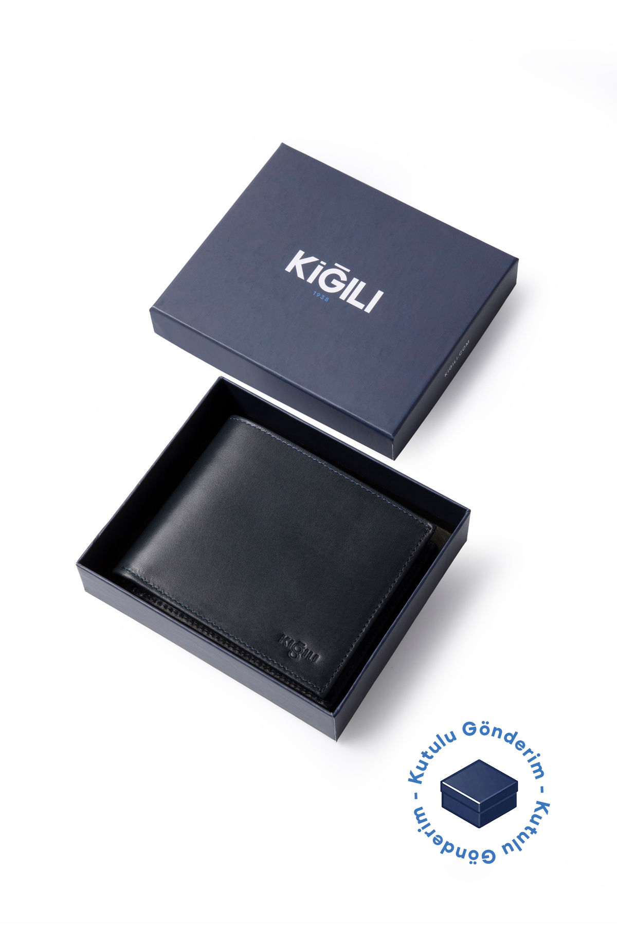 Genuine Leather Wallet with Gift Box with Flat Card Holder