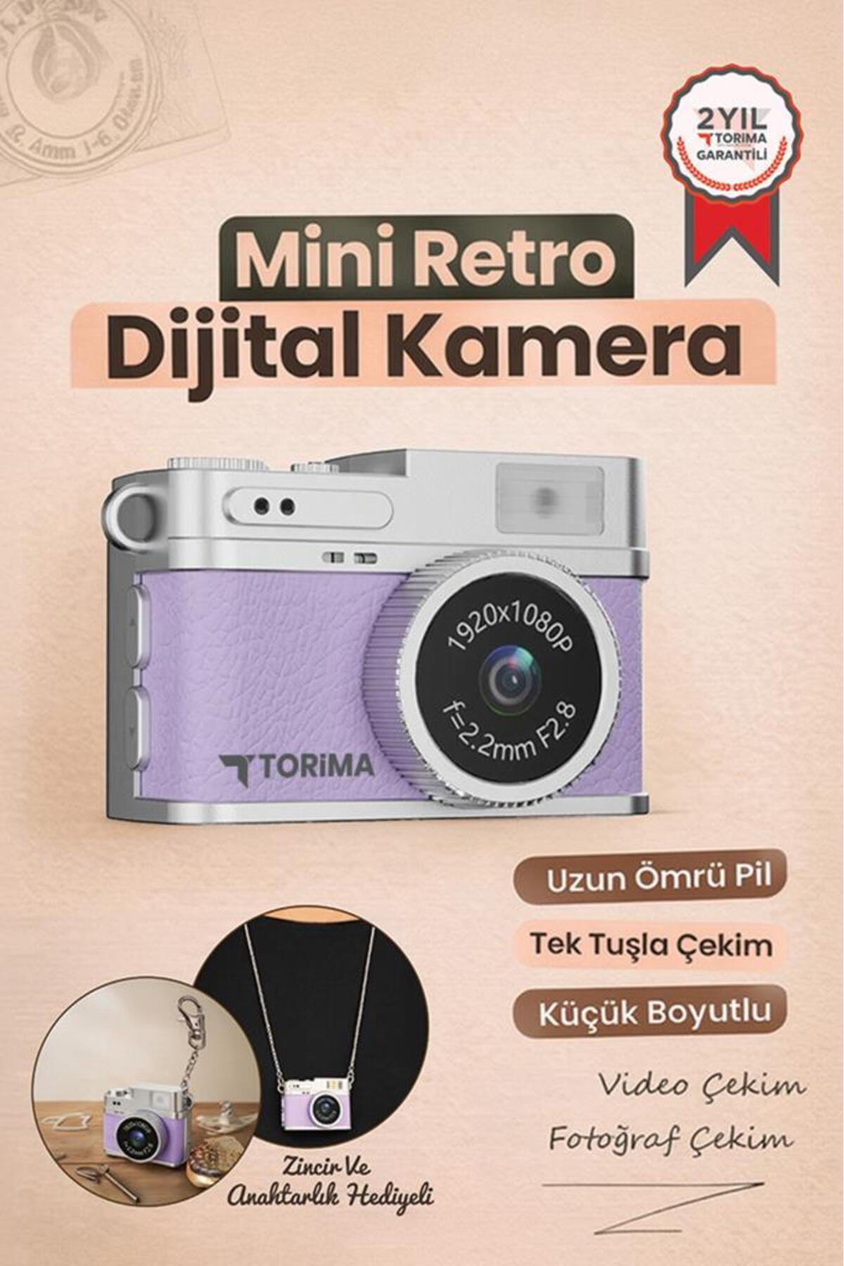 Mini Digital Camera Selfie Video Vlog Camera Mini Keychain 1080P CMR35 Purple