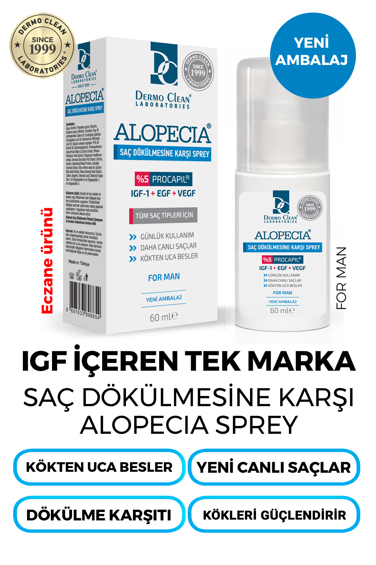 Alopecia Procapil Ve Igf Içerikli Saç Dökülmesine Karşı Erkek Saç Spreyi(serum) 60 Ml — 1010