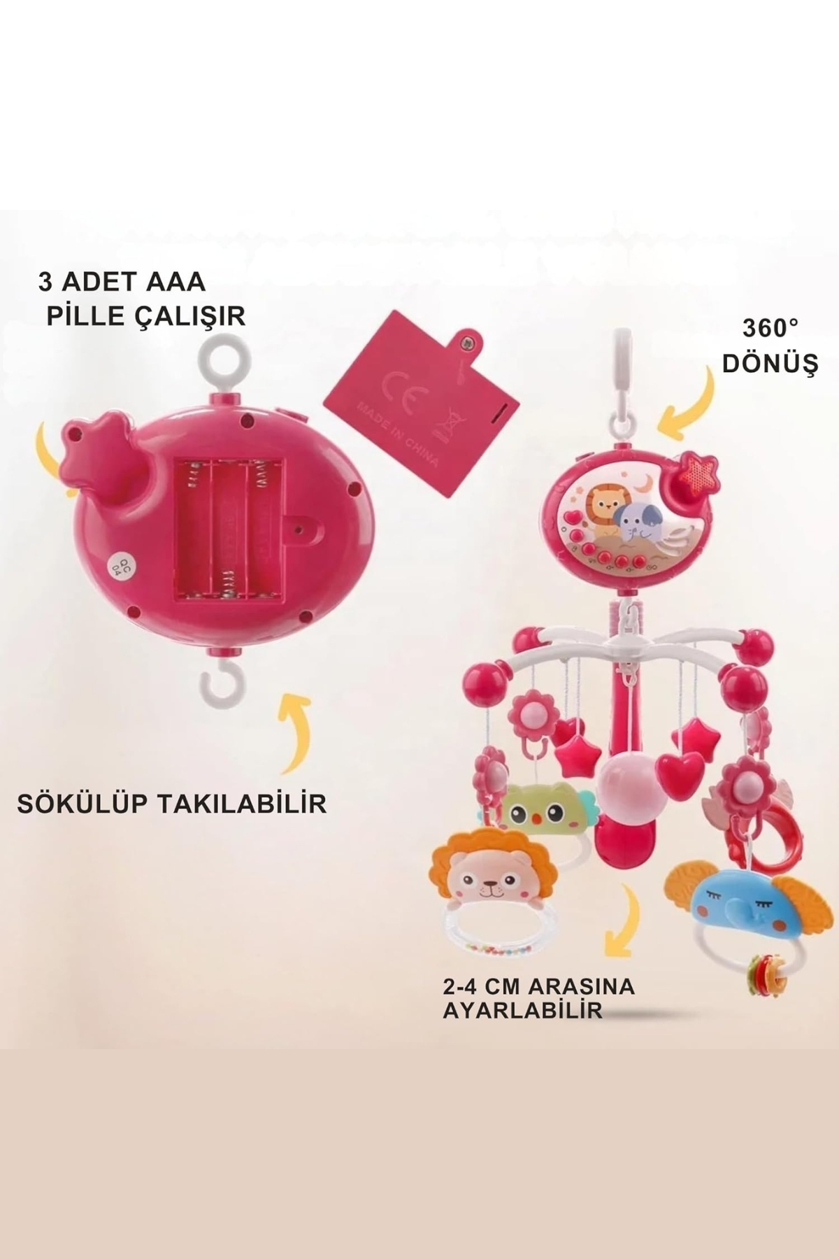 KentOyuncaK Bebek Dönencesi - Müzikli ve Işıklı Çıngıraklı Projektör fotoğrafı 2 (önizleme)