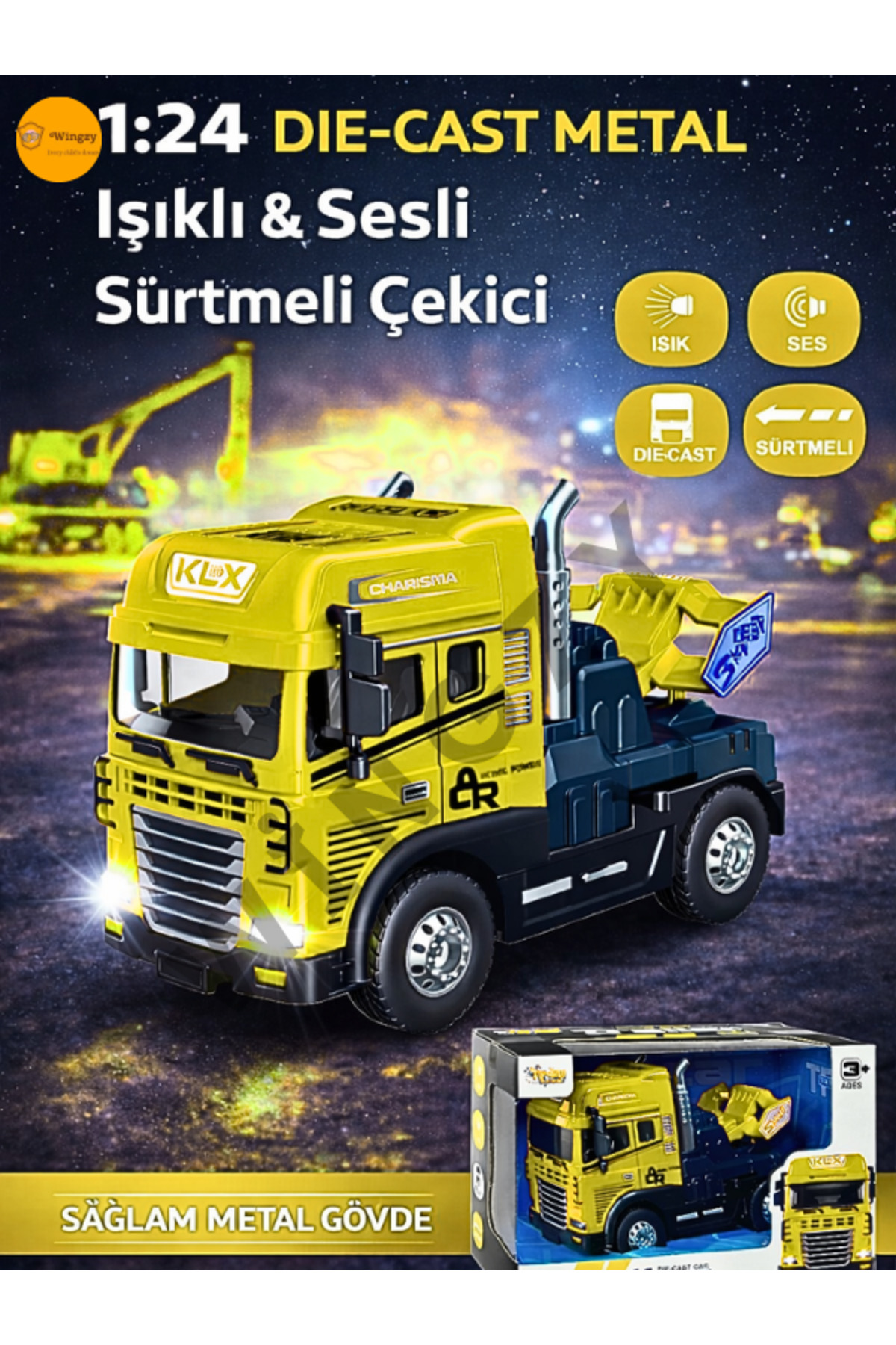 Kutulu Sürtmeli Işıklı Müzikli 1:24 Çekici (Tır Kafası)
