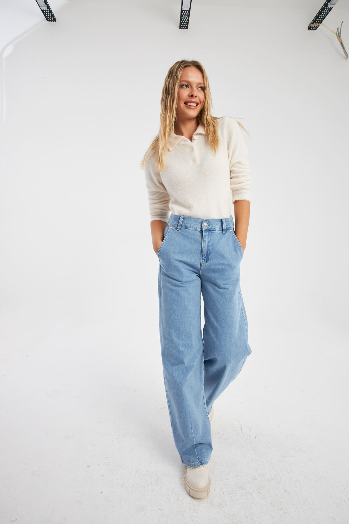 NEW SEASON Ice Blue Comfort Wide Leg Jeans