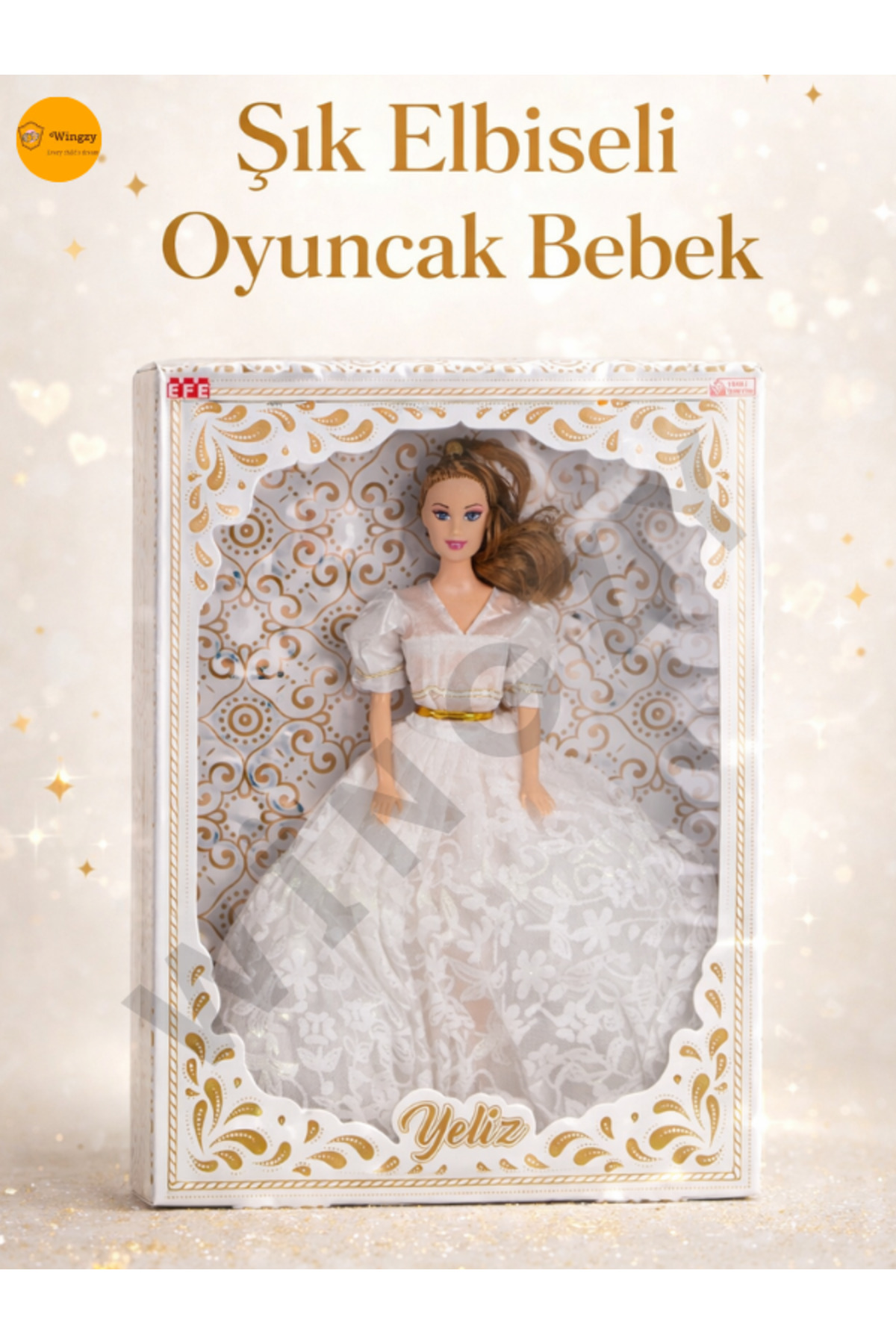 Oyuncak Gelin Bebek Düğün Konseptli Şık Elbiseli Kız Çocuk Oyuncağı 30 Cm