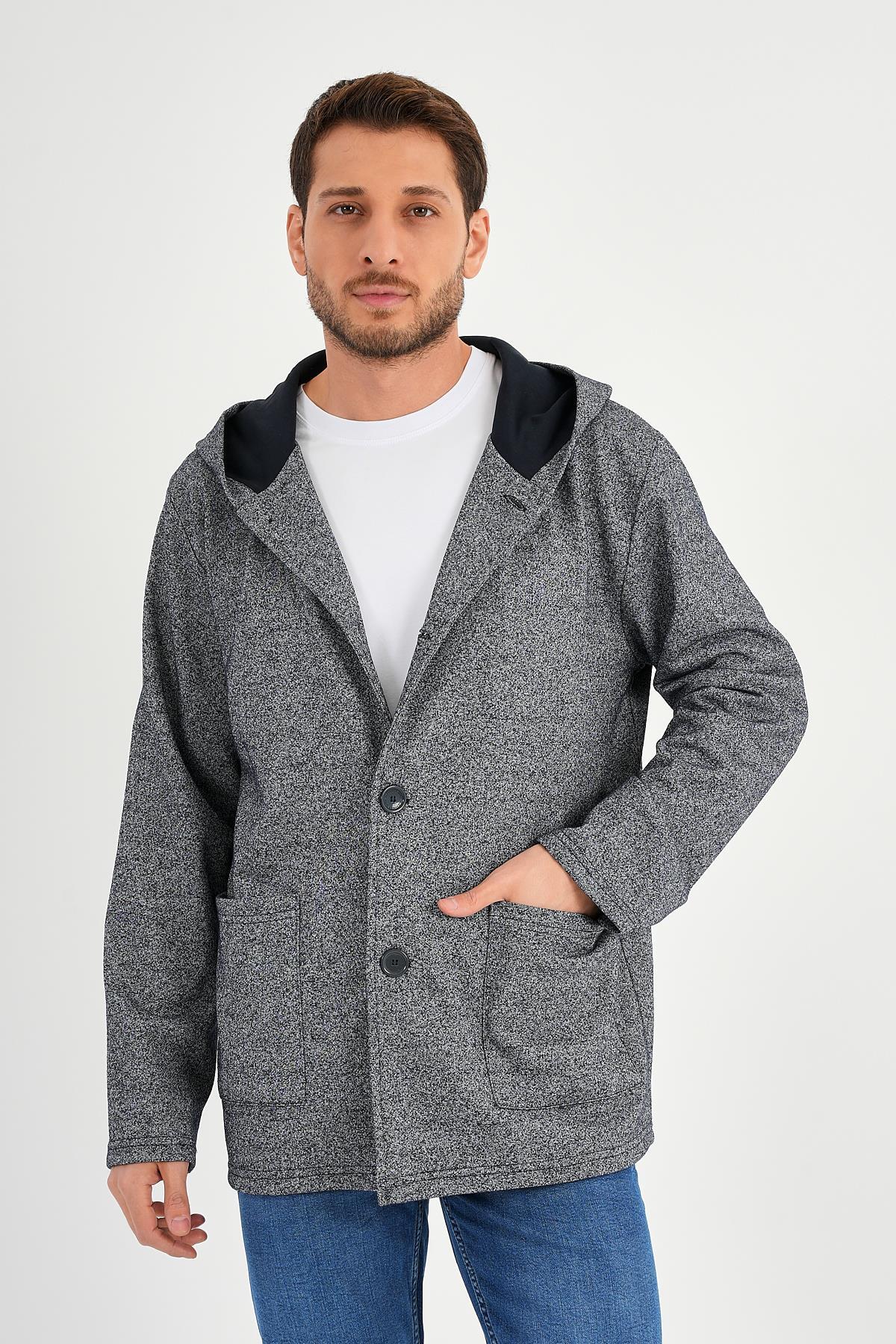 ALEXANDERGARDI KAPÜŞONLU İÇİ ŞARDONLU OVERSİZE HIRKA (E23-607 03) — سرمه‌ای E23-60703