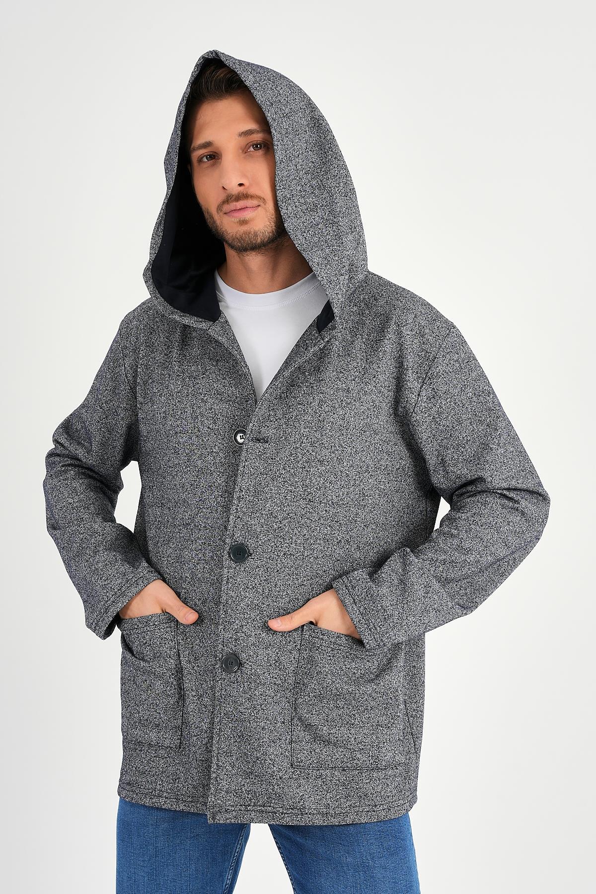 ژاکت بافتنی کلاه‌دار گشاد با آستر پشمی (E23-607 03) — سرهمی E23-60703 — تصویر 7 از 8