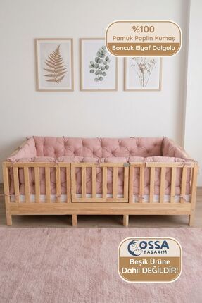 yasetex tasarım Montessori Yatak ve Beşik İçin 4 Kenar Koruma Seti Pudra Renk...